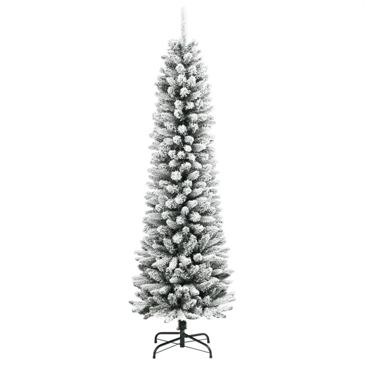 VIDAXL Sapin de Noël artificiel mince avec neige floquee 240 cm PVC/PE