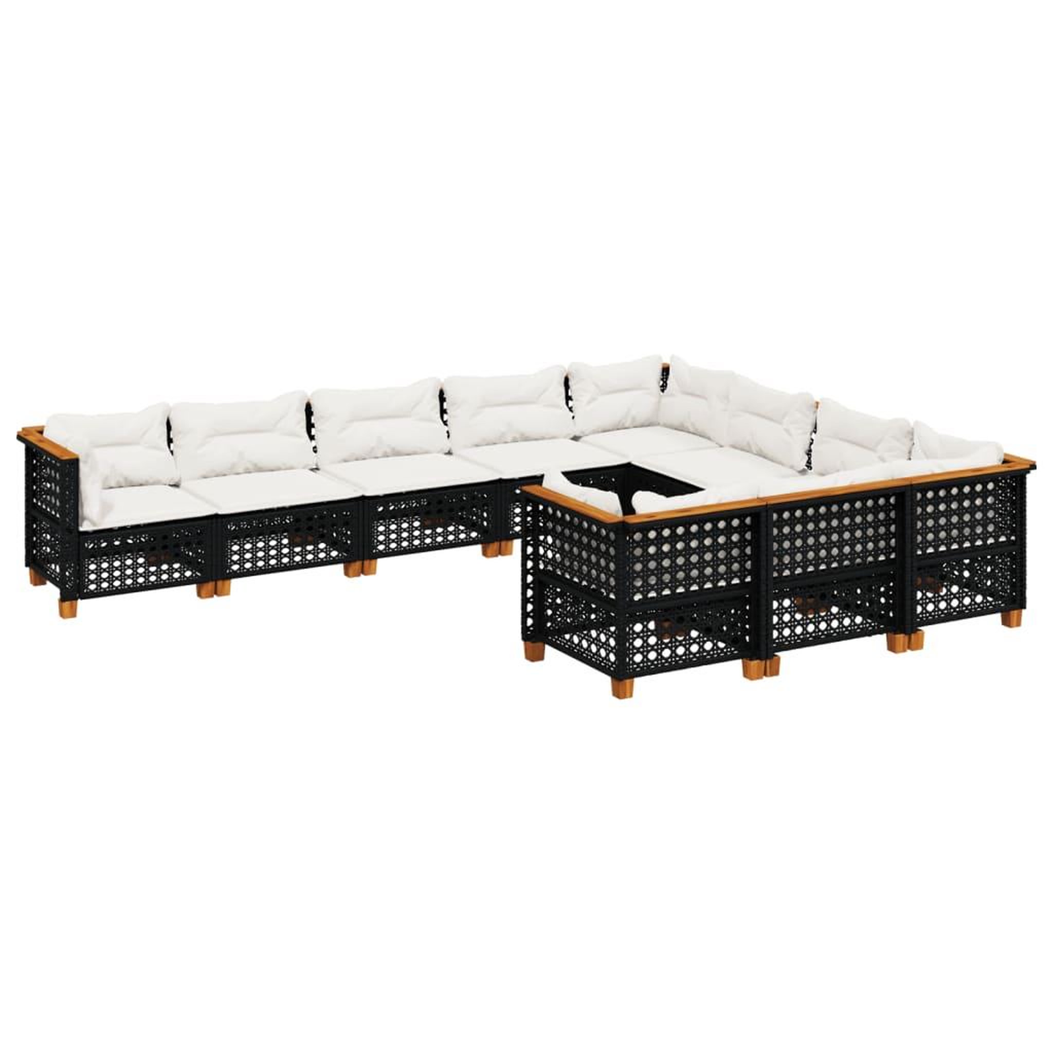 Voir la diapositive 2 : VIDAXL Salon de jardin 10 pcs avec coussins noir resine tressee