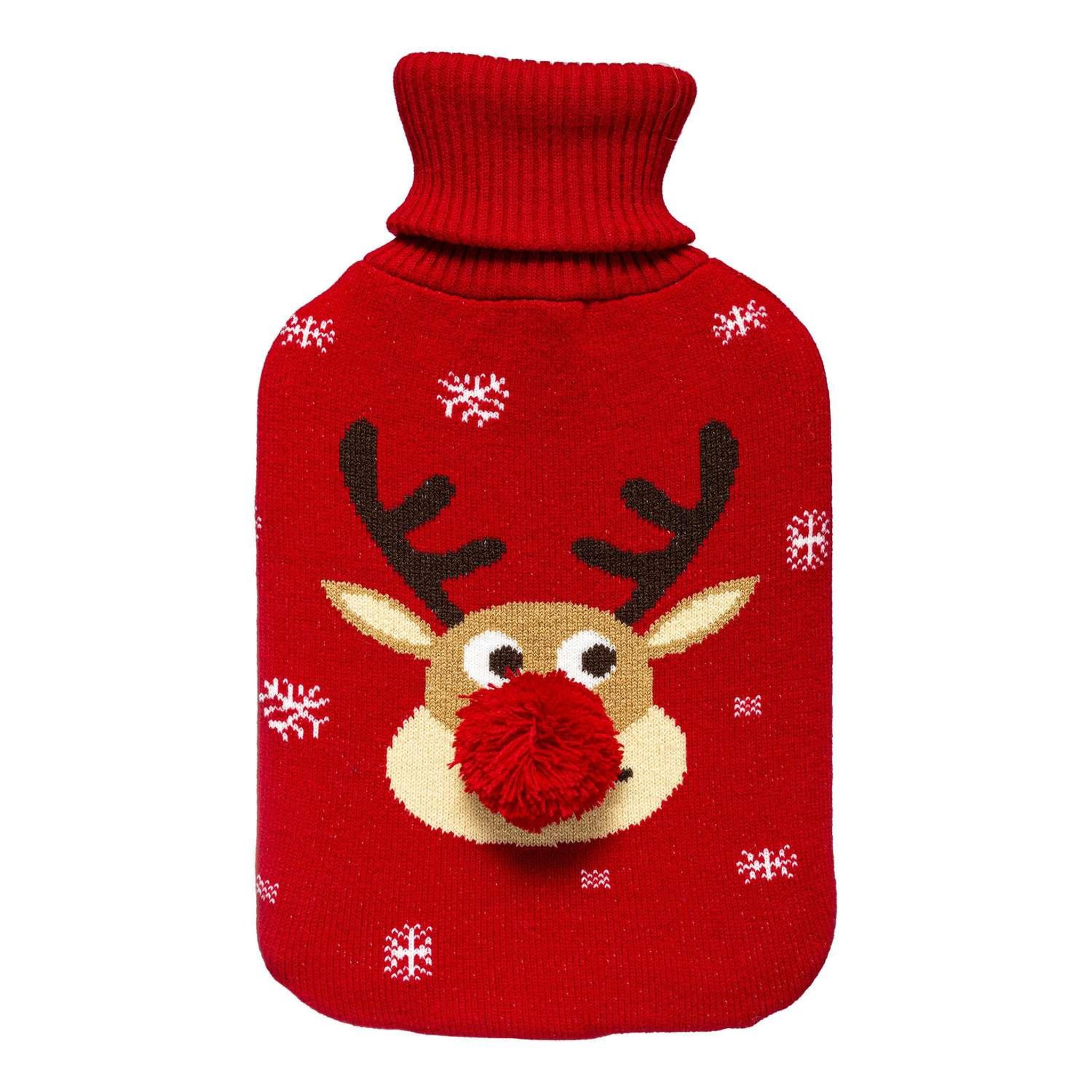 ATMOSPHERA Bouillotte renne de noël - 20.5x33cm - rouge