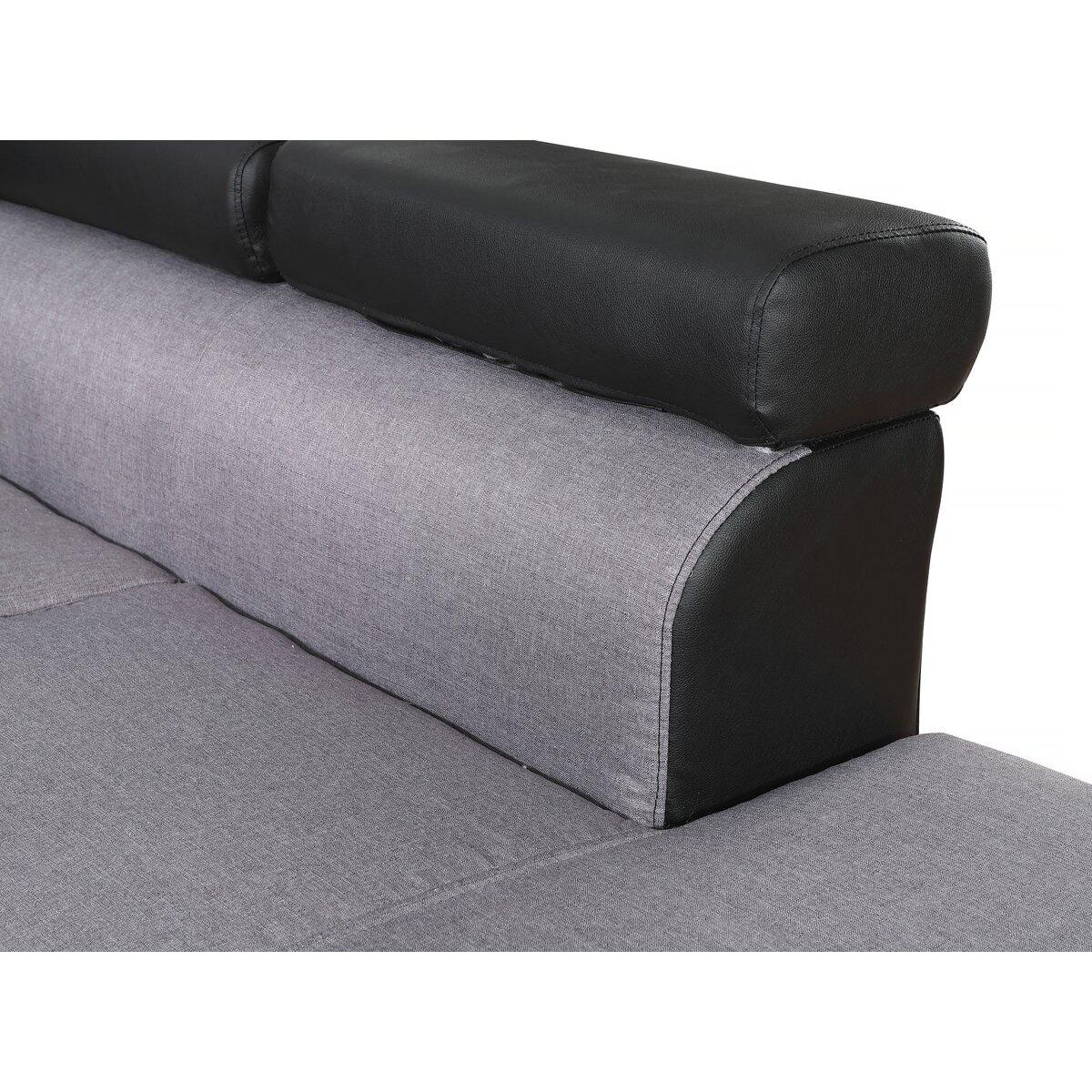 Habitat et Jardin Canapé d'angle convertible  Sophia luxe  - 265 x 190.5 x 80/91 cm - Noir / Gris - 5 places - Angle droit