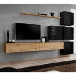 Paris Prix Meuble TV Mural Design  Switch IX  310cm Naturel & Noir