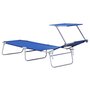 Voir la diapositive 4 : OUTSUNNY Transat bain de soleil pliable grand confort dossier et pare-soleil réglable multi-positions bleu