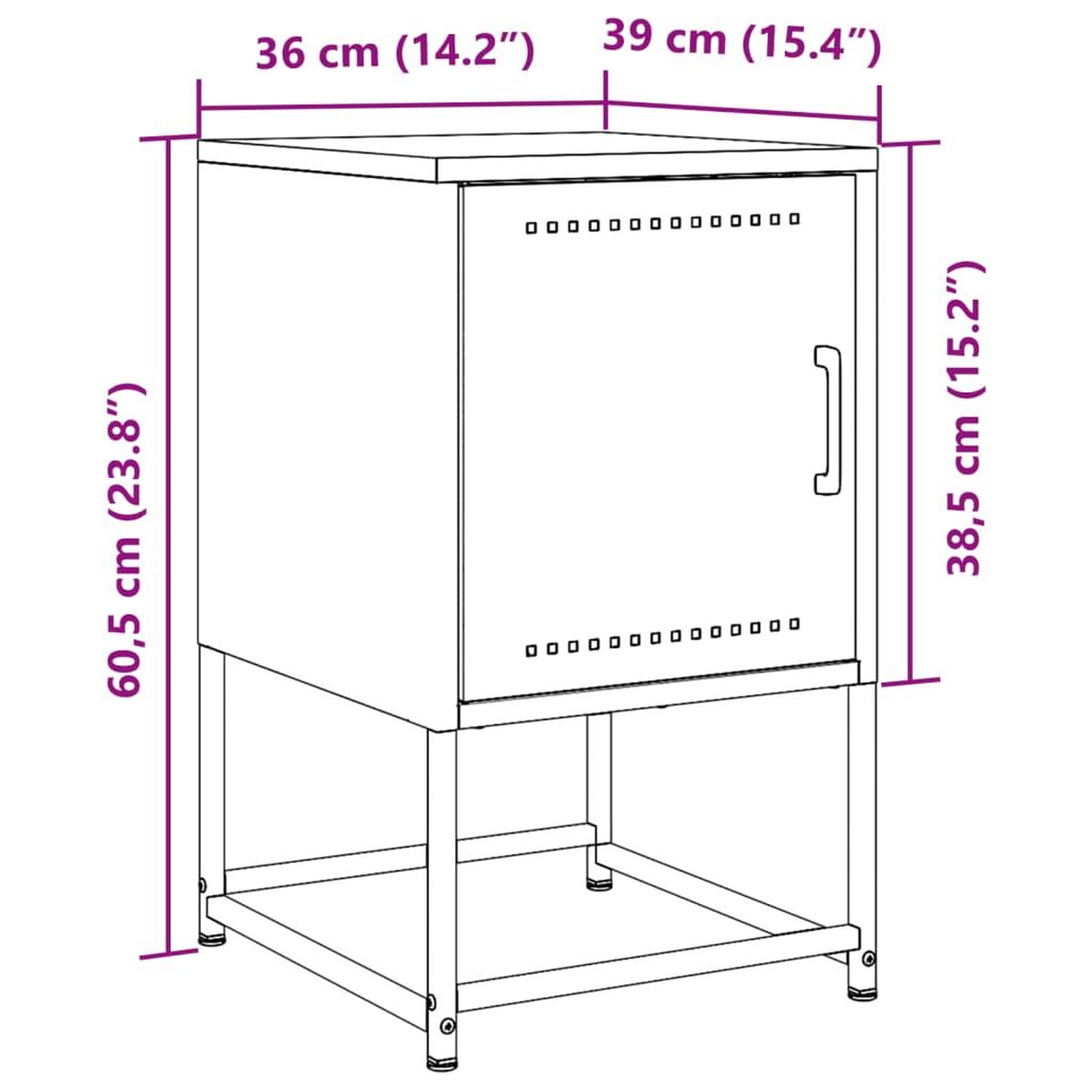Voir la diapositive 6 : VIDAXL Table de chevet noir 36x39x60,5 cm acier