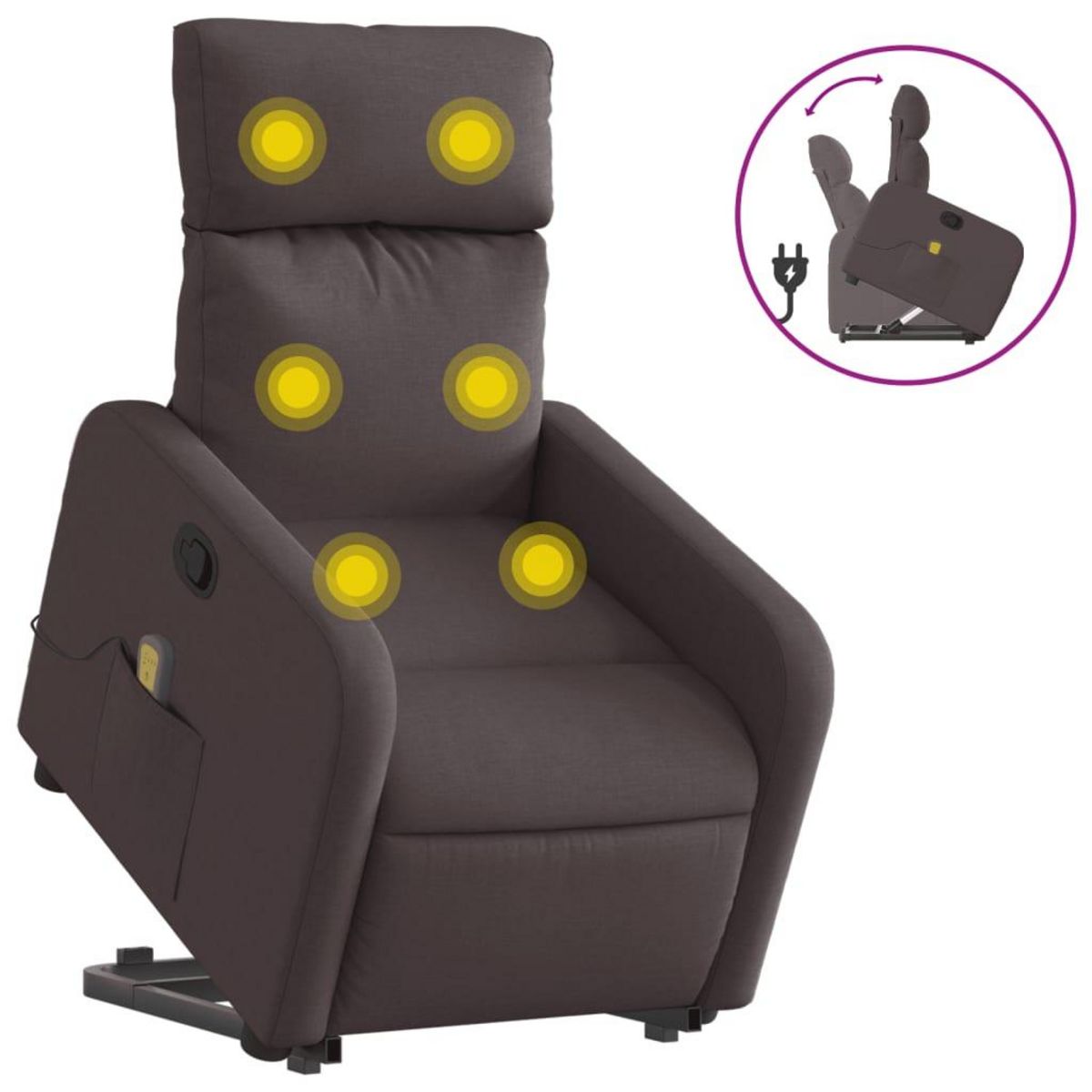 VIDAXL Fauteuil inclinable de massage Marron fonce Tissu