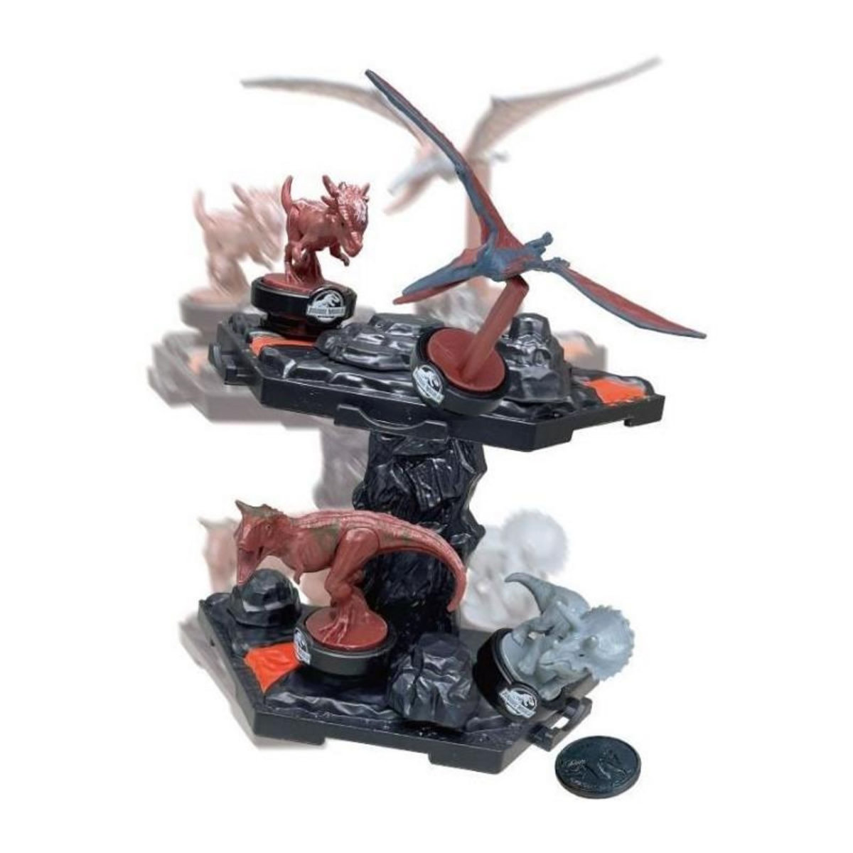 EPOCH Jeu d'Équilibre - EPOCH GAMES - Jurassic World Volcano Quake - Dinosaures sur Plateforme, Dernier en Place Gagne !