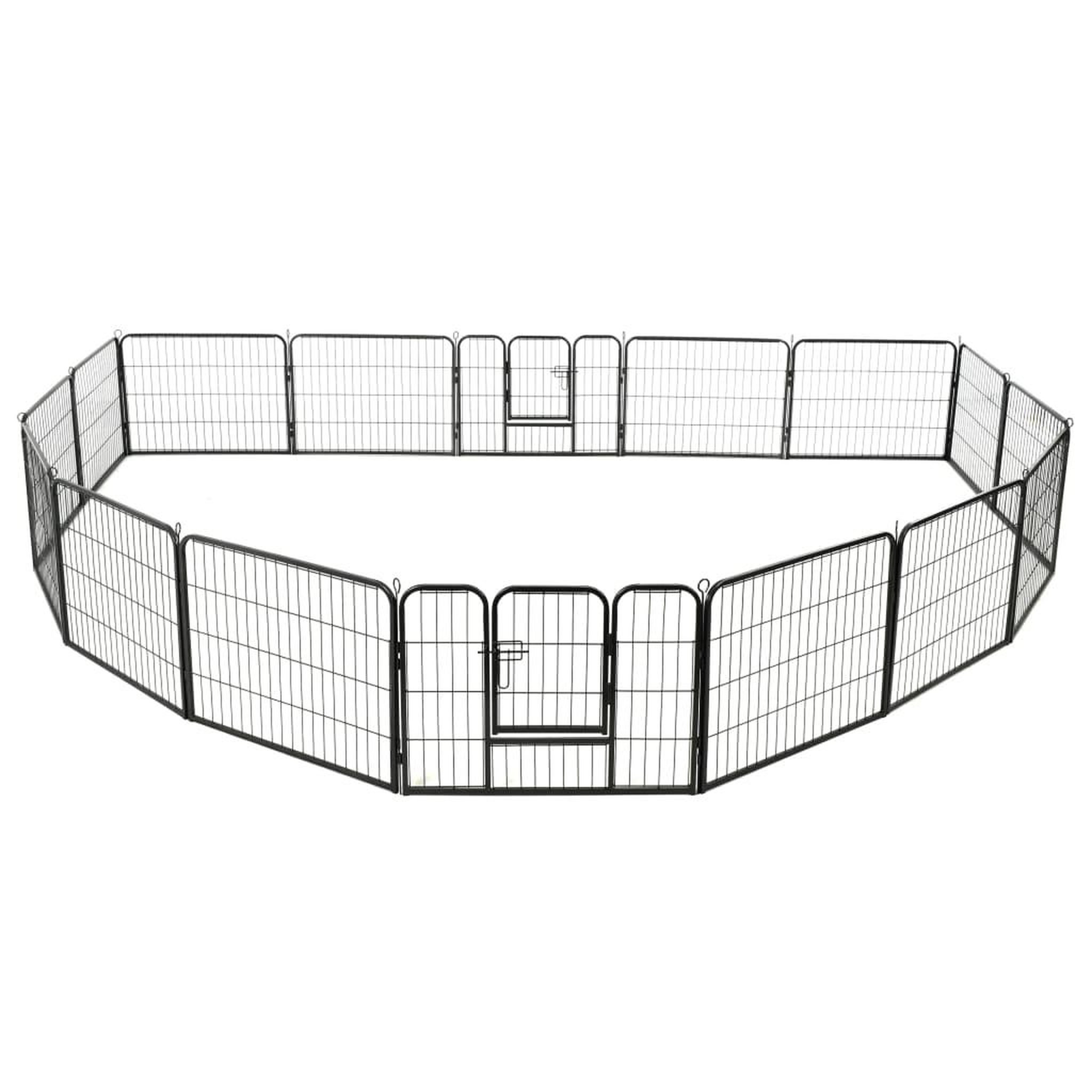 Voir la diapositive 2 : VIDAXL Parc pour chiens 16 panneaux Acier 60 x 80 cm Noir