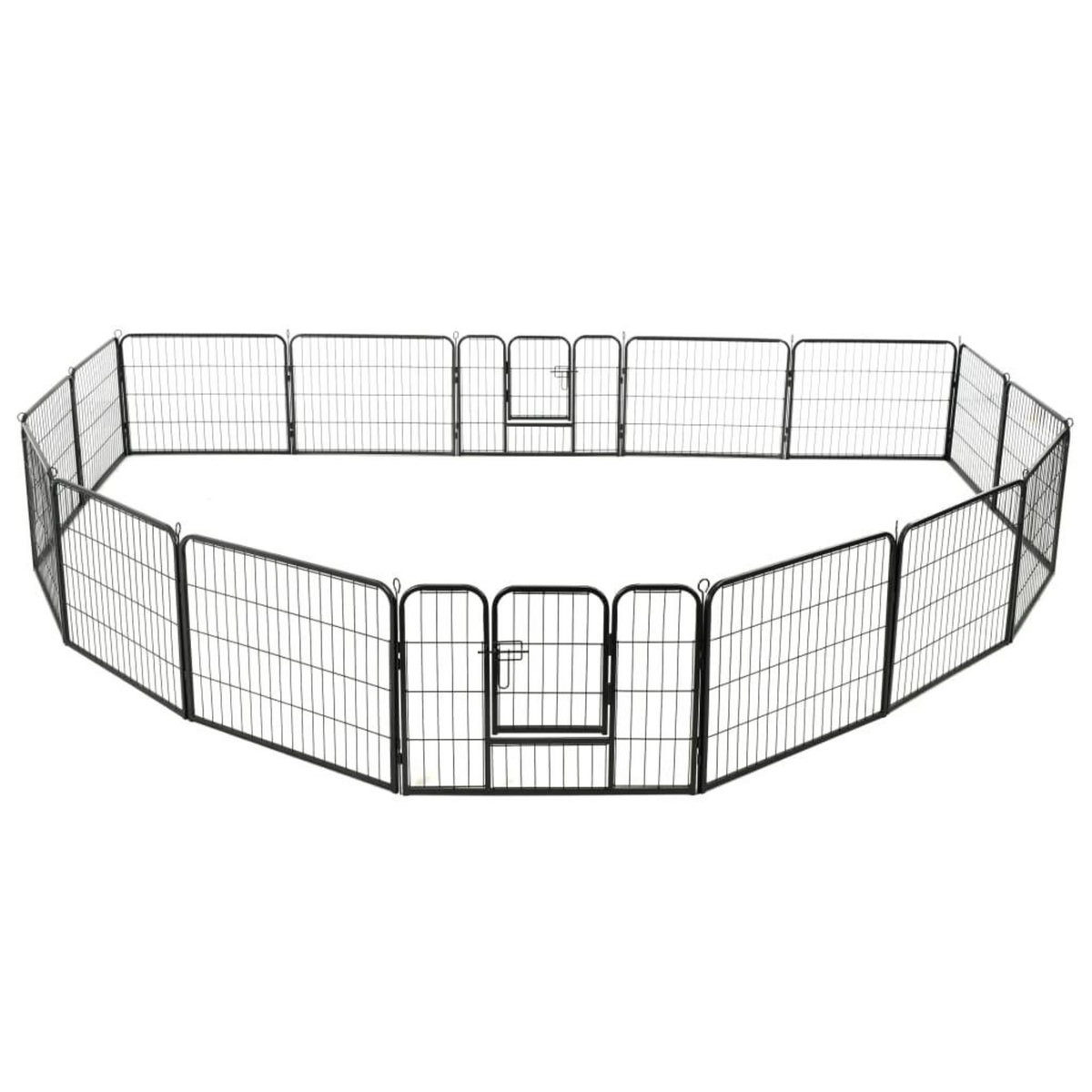 VIDAXL Parc pour chiens 16 panneaux Acier 60 x 80 cm Noir