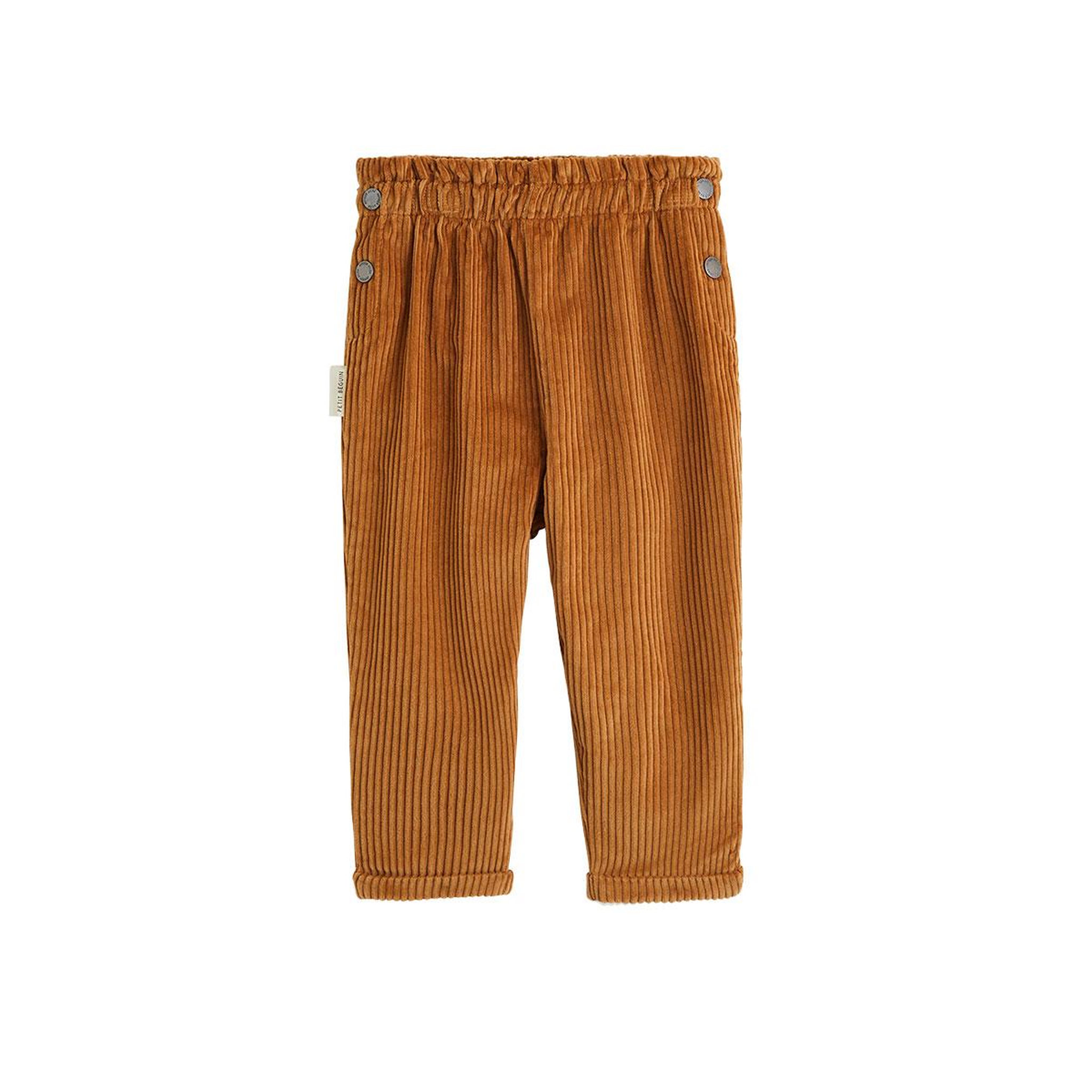 PETIT BEGUIN Pantalon bébé en velours côtelé cléo. Coloris disponibles : Marron