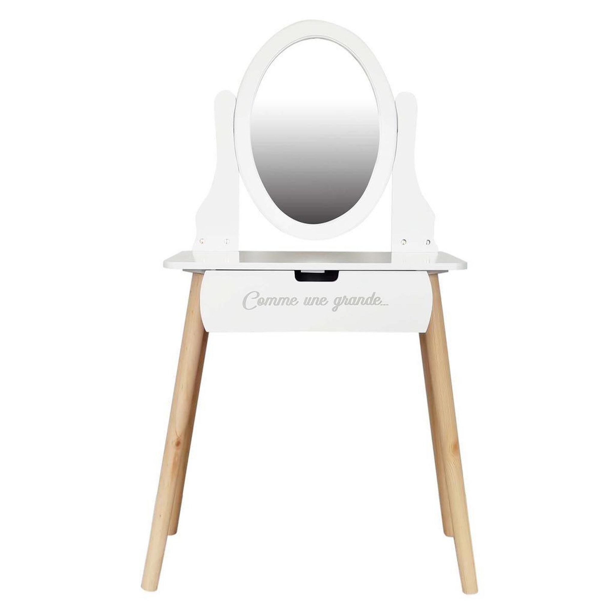 Voir la diapositive 1 : HOME DECO KIDS Coiffeuse enfant 1 tiroir  louise  109cm blanc