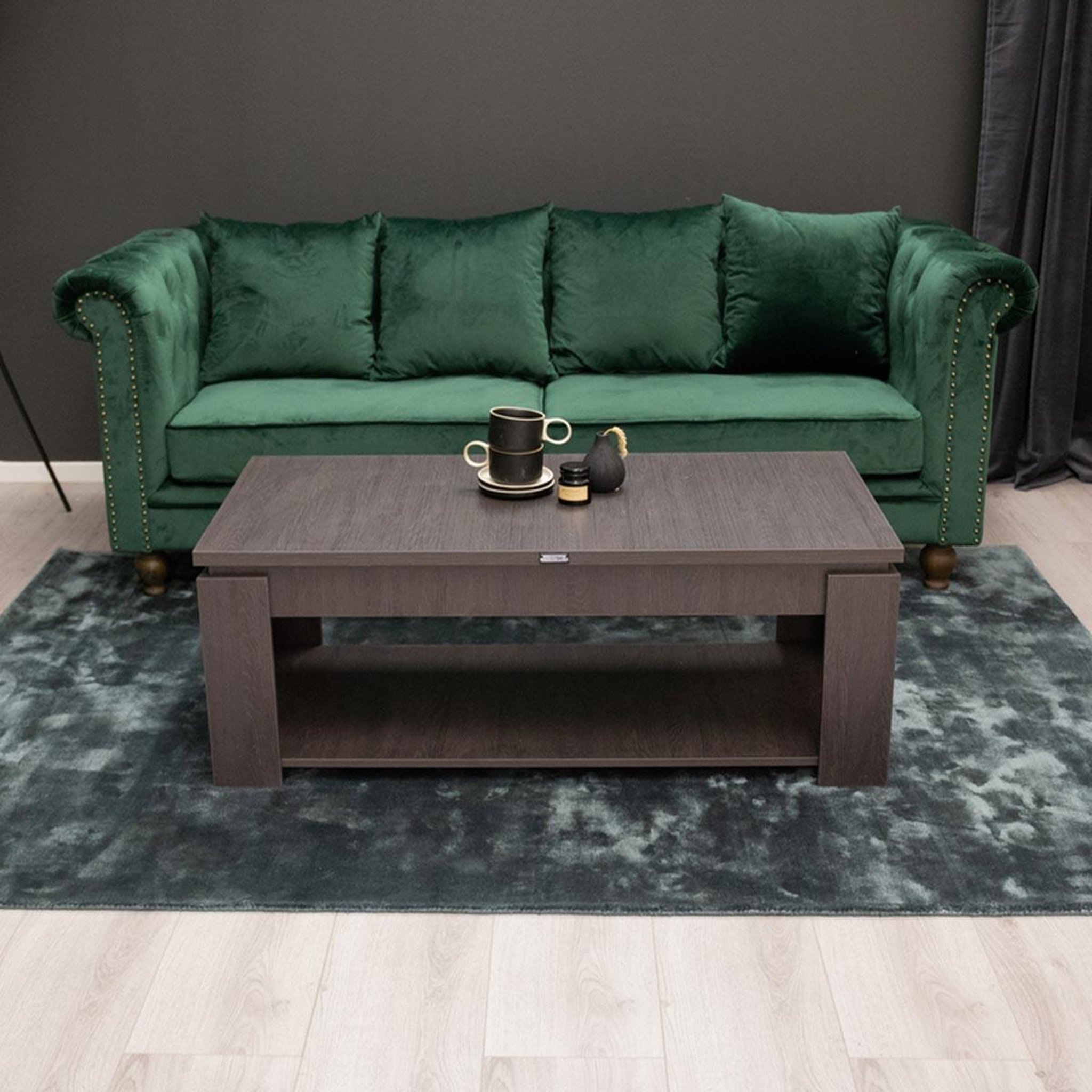 Voir la diapositive 3 : Paris Prix Canapé 3 places en velours  chesterfield  217cm vert