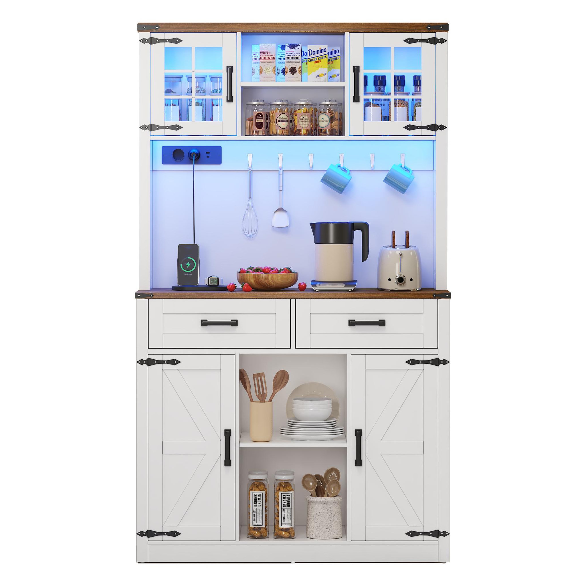 MERAX Buffet de cuisine 4 portes 2 tiroirs - 100 cm blanc mdf
