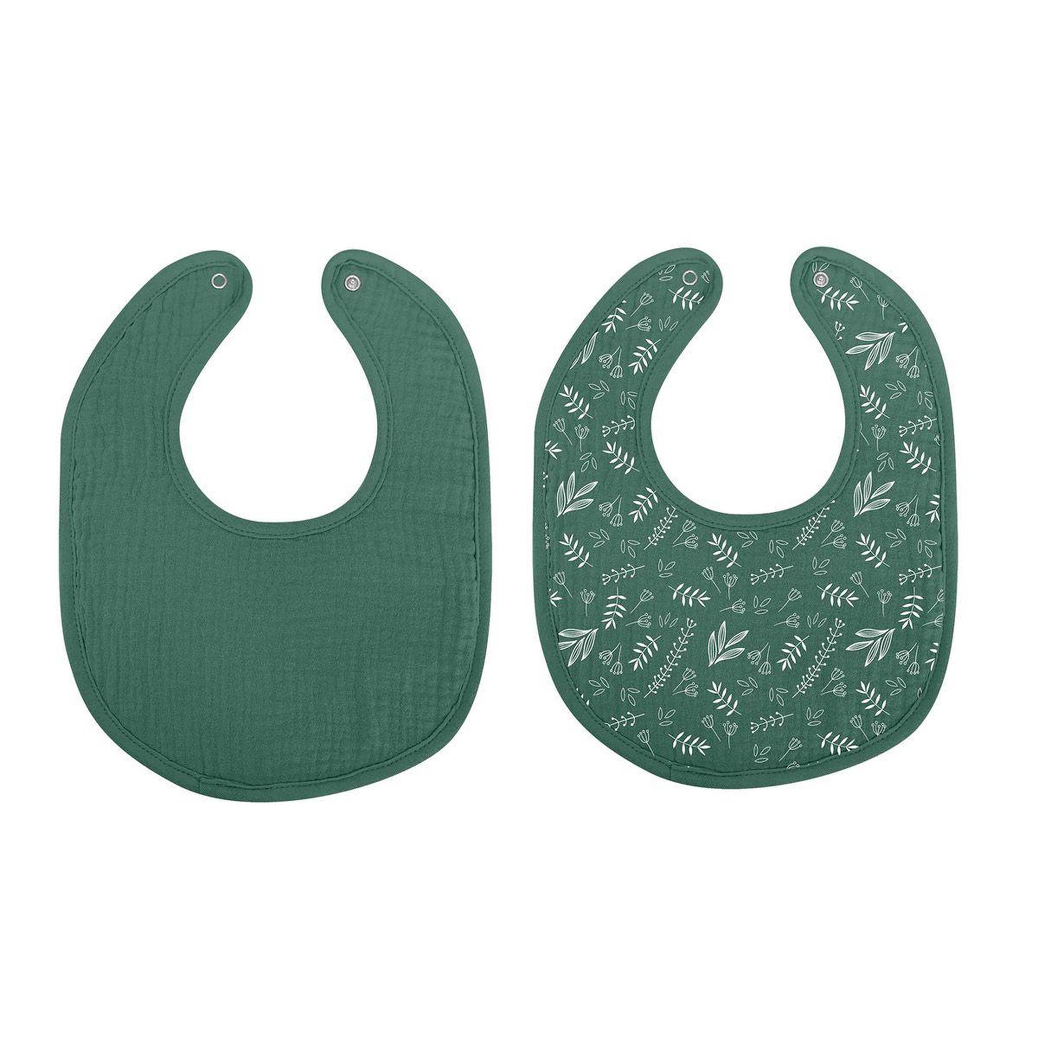BEBE DOUCEUR Lot de 2 bavoirs bébé  absorbant  27cm vert foncé