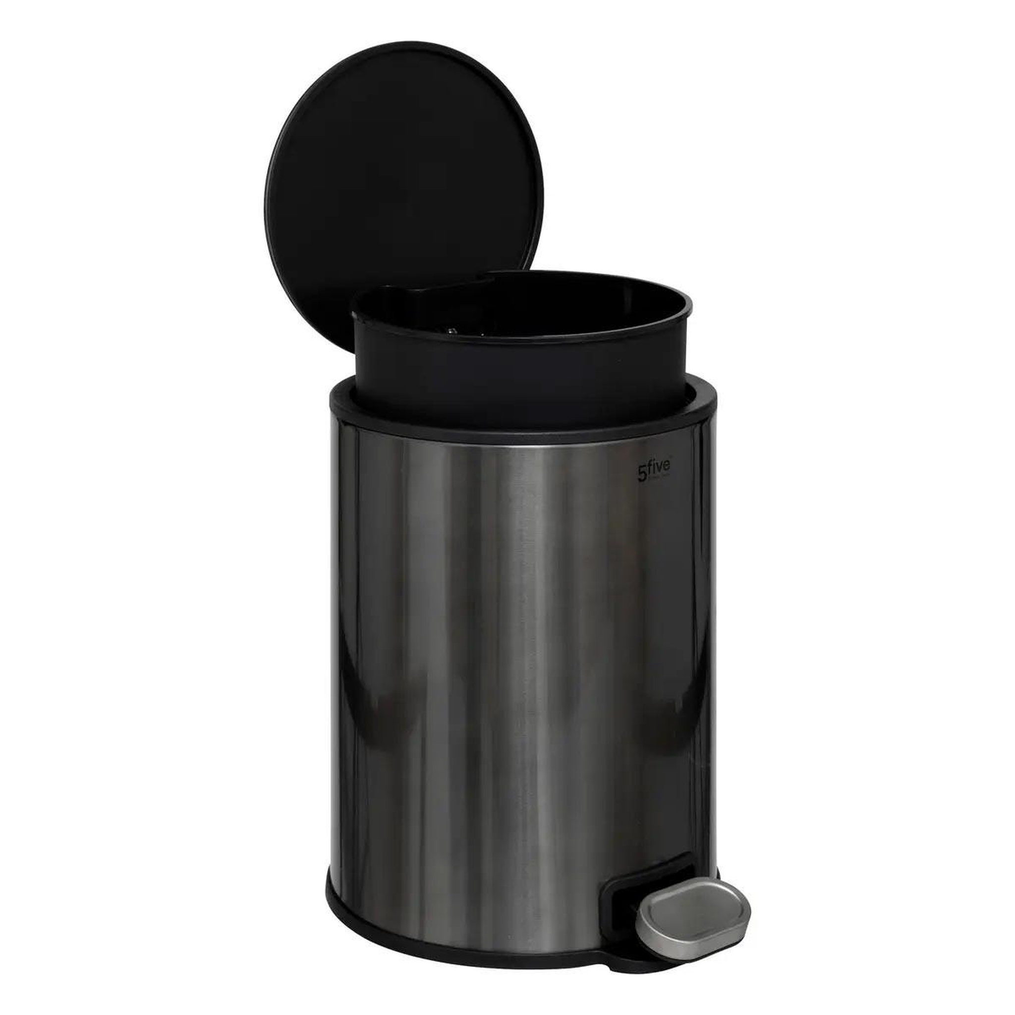 Voir la diapositive 4 : FIVE Poubelle en métal  delta  6l inox noir