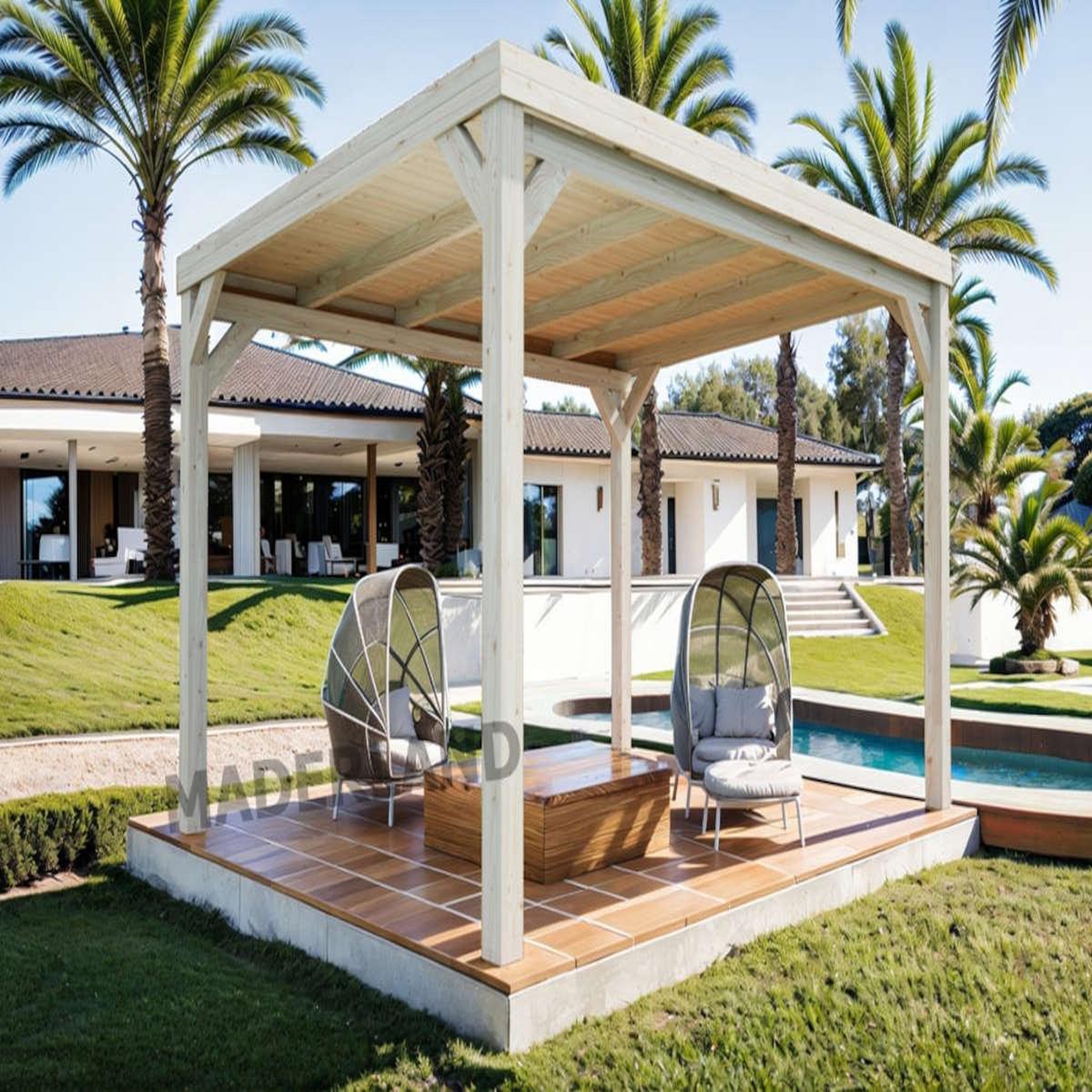 JARDIDECO Pergola en bois strasbourg avec toit 600 x 400 cm  - maderland