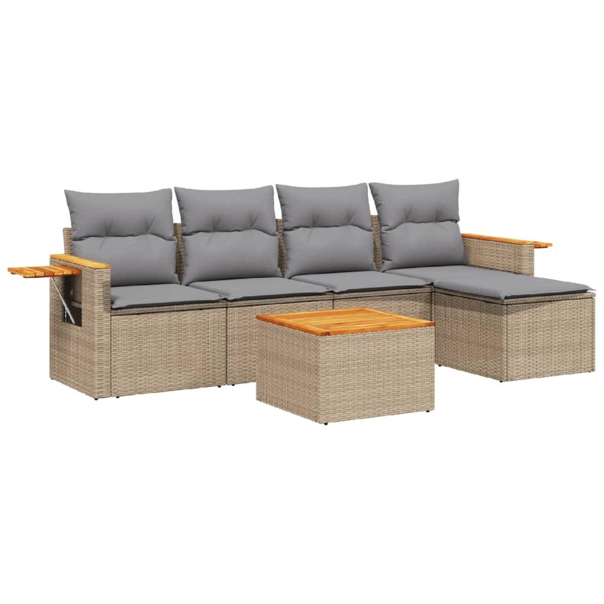 Voir la diapositive 2 : VIDAXL Salon de jardin avec coussins 6 pcs beige resine tressee