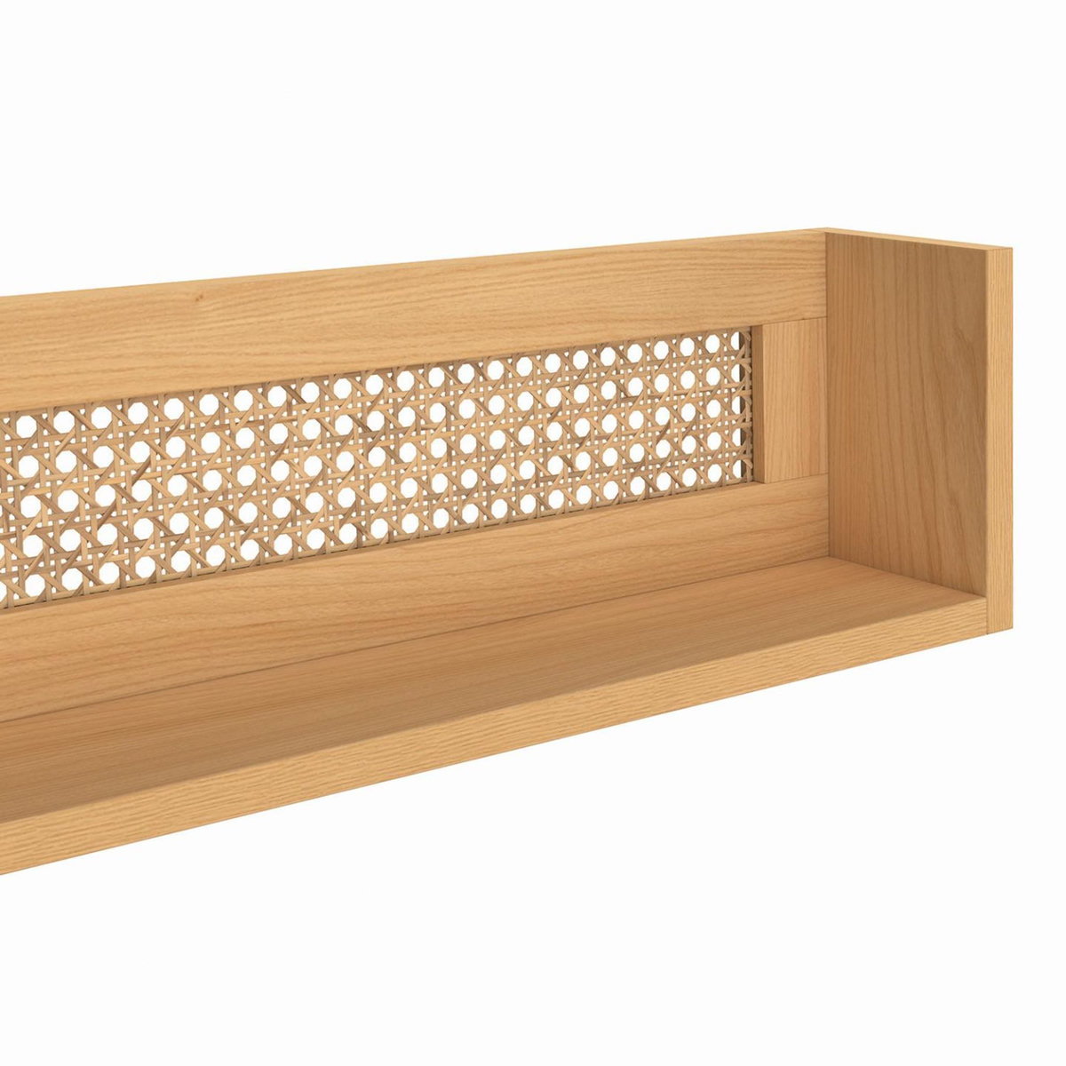 ID MARKET Lot de 3 étagères murales EDHEN bois et cannage 60/45/30 cm