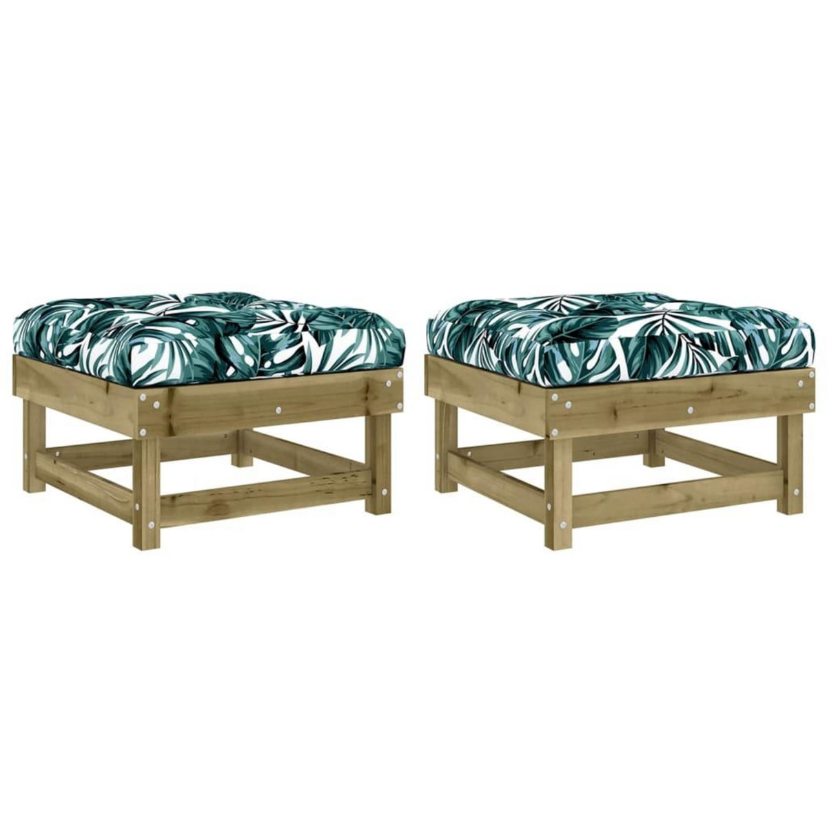 VIDAXL Repose-pieds de jardin et coussins lot de 2 bois pin impregne