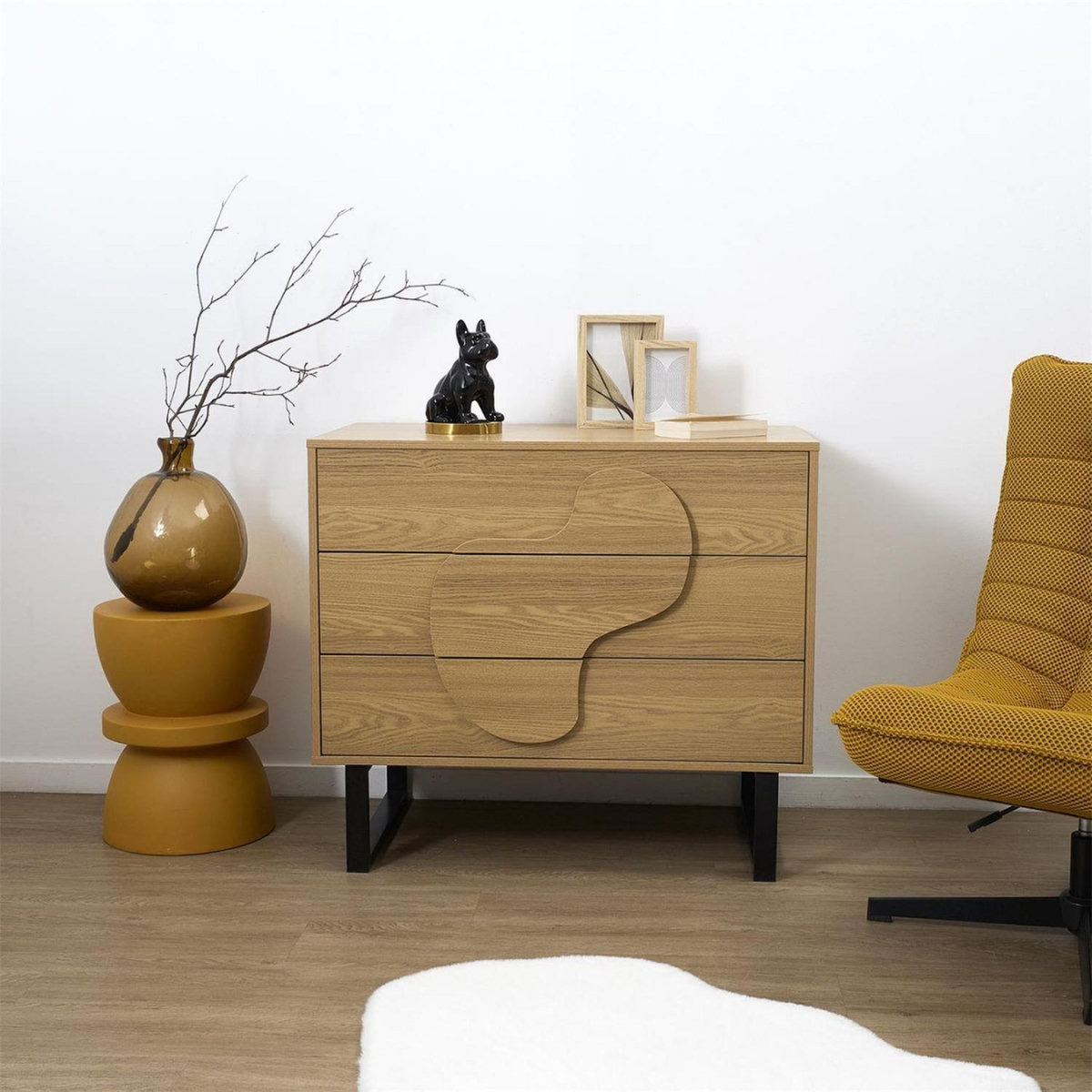 The Home Deco Factory Commode 3 tiroirs CALYPSO - Beige