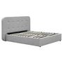 Voir la diapositive 2 : Lit coffre avec sommier relevable et tête de lit capitonnée en tissu gris clair 140x190 cm JOHN