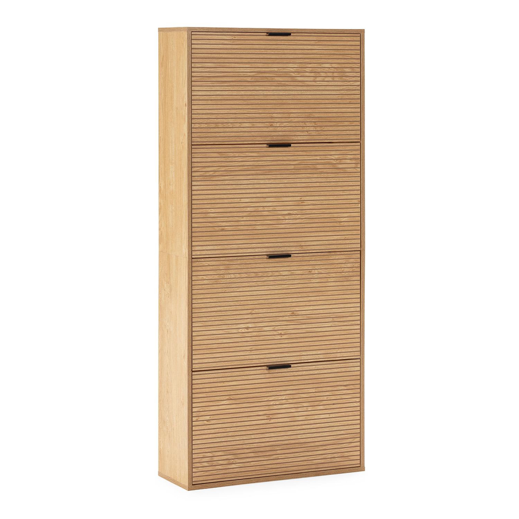 VS VENTA-STOCK Meuble à chaussures Mónica 4 portes couleur chêne, pour 24 paires