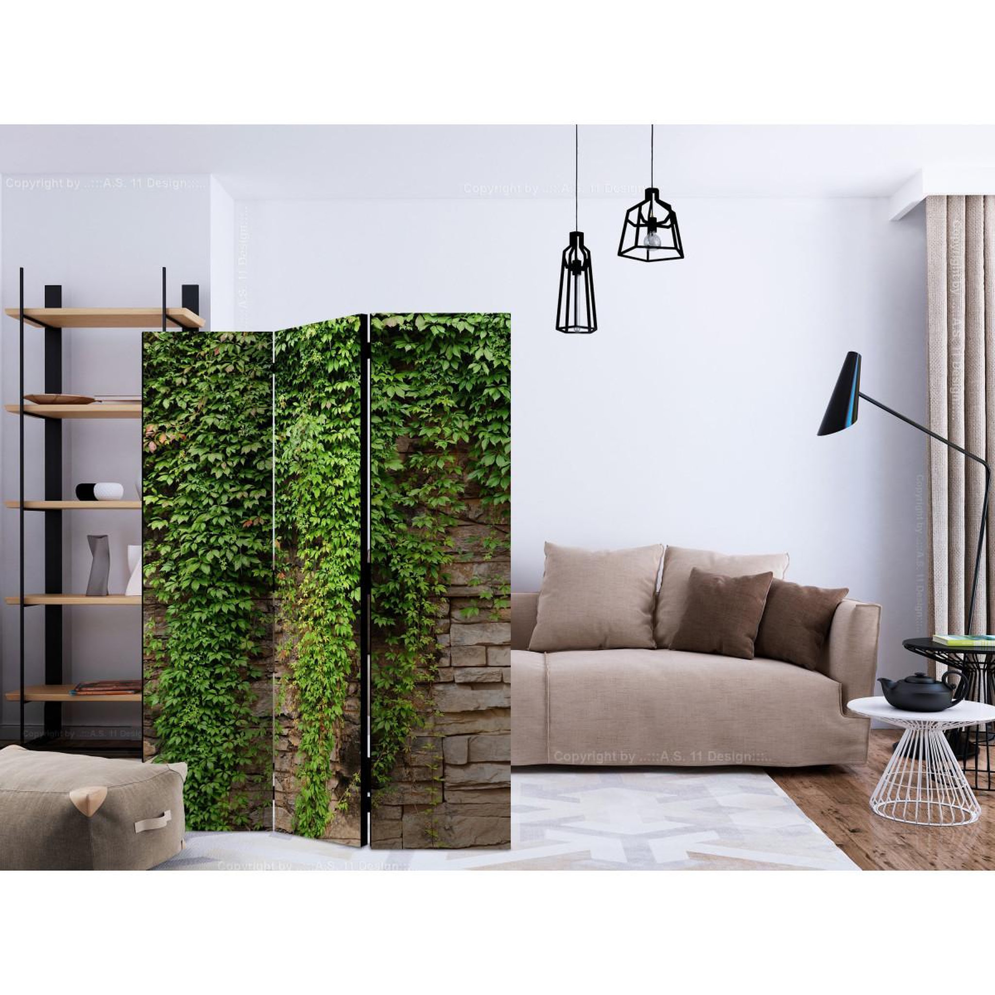 Voir la diapositive 2 : Paris Prix Paravent 3 volets  ivy wall  135x172cm