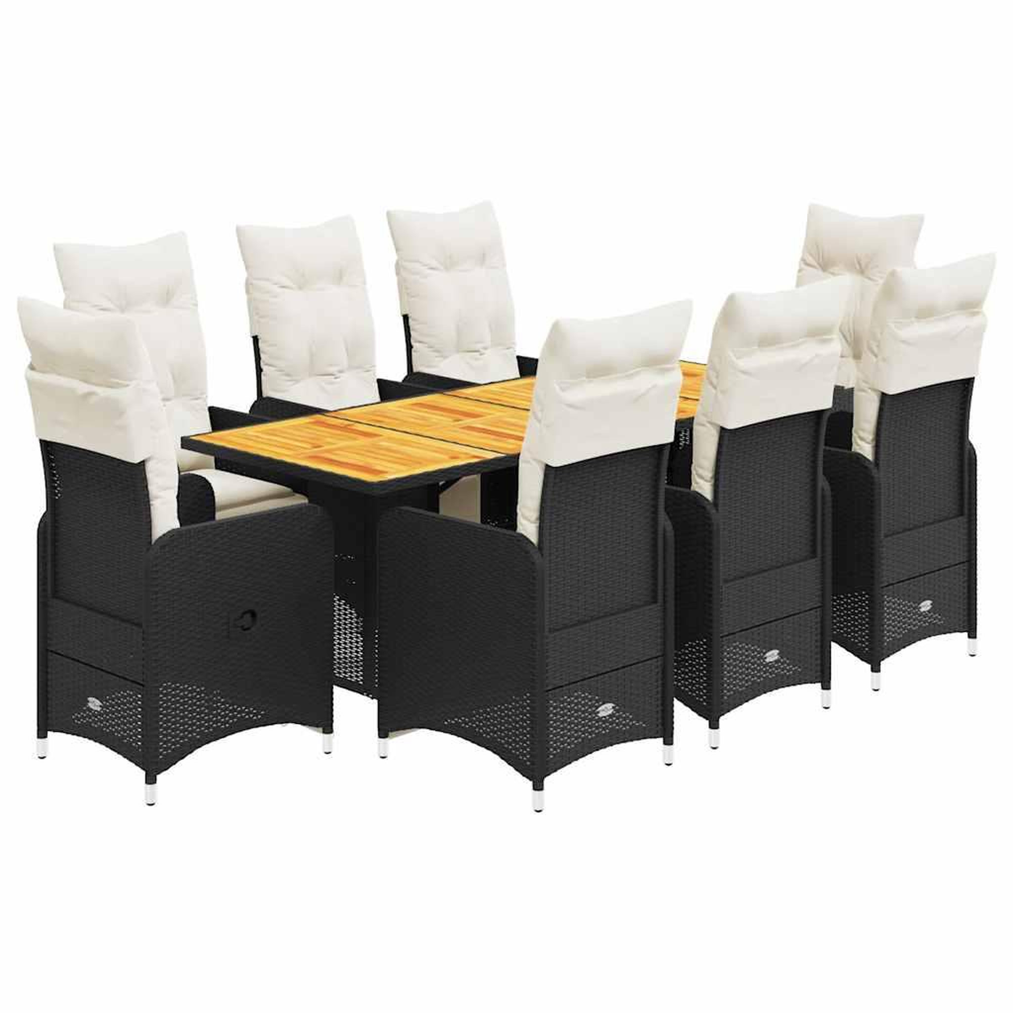 Voir la diapositive 2 : VIDAXL Ensemble de bistro de jardin 9 pcs coussins noir poly rotin