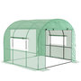 Voir la diapositive 1 : OUTSUNNY Serre tunnel 6 m² 2 portes zippées 2 fenêtres maillées acier PE haute densité 135 g/m² vert