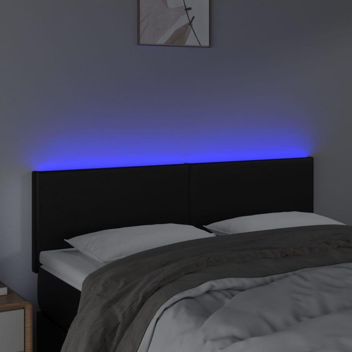 VIDAXL Tete de lit a LED Noir 144x5x78/88 cm Similicuir