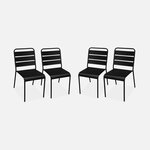 SWEEEK Lot de 4 chaises intérieur / extérieur en métal peinture antirouille empilables. Coloris disponibles : Noir, Gris