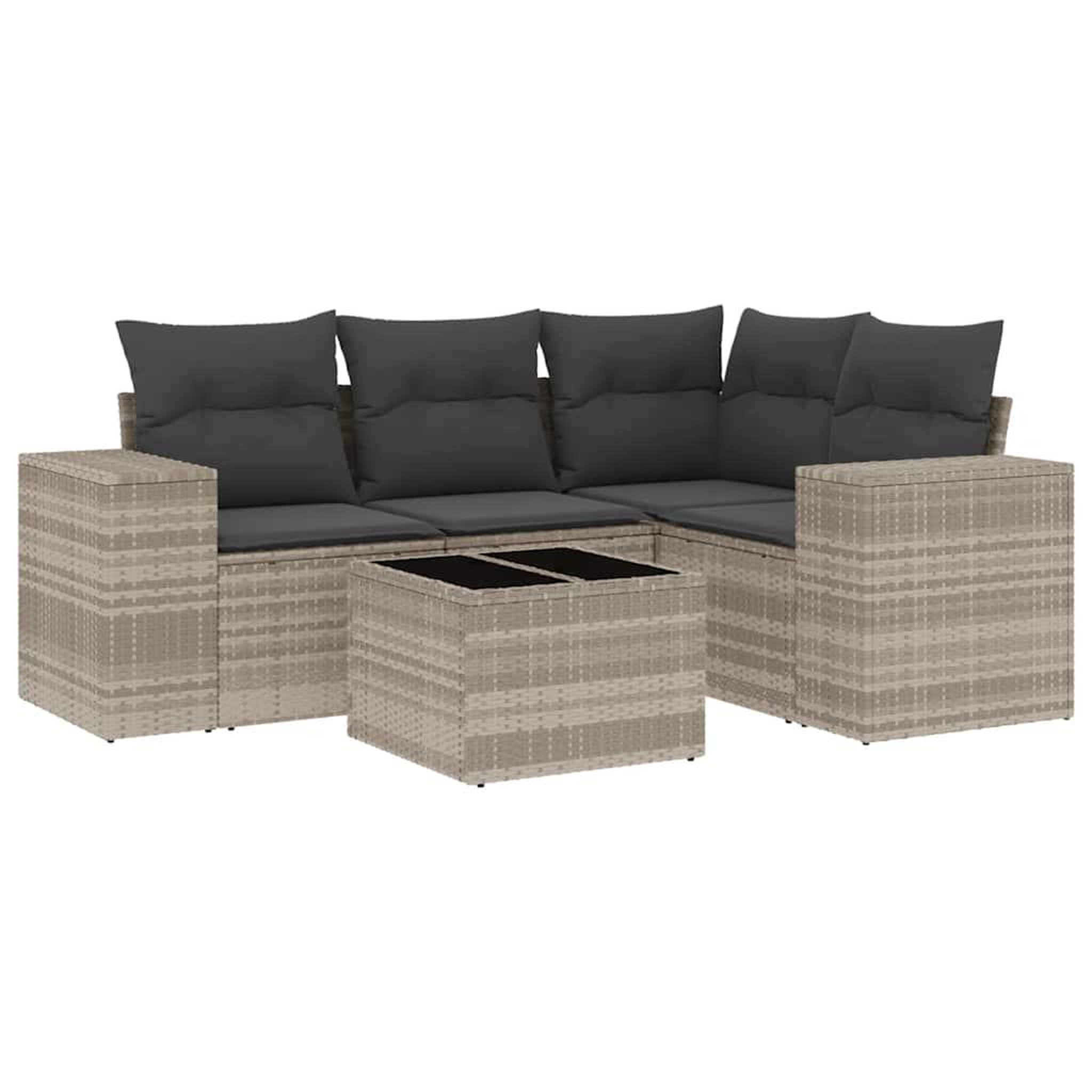 Voir la diapositive 2 : VIDAXL Salon de jardin 5 pcs avec coussins gris clair resine tressee