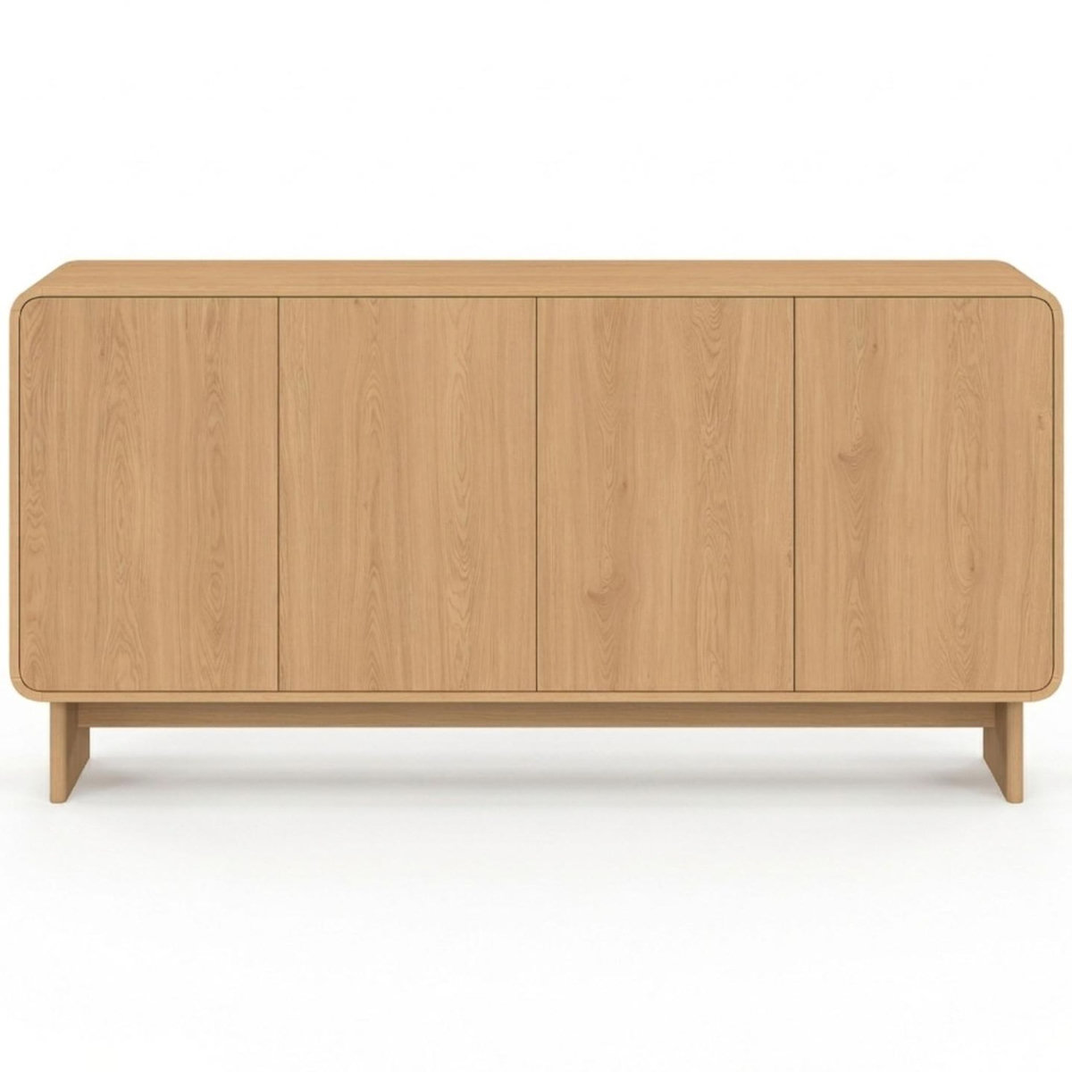ID MARKET Buffet 160 cm CAPUCINE XXL 4 portes façon hêtre design arrondi