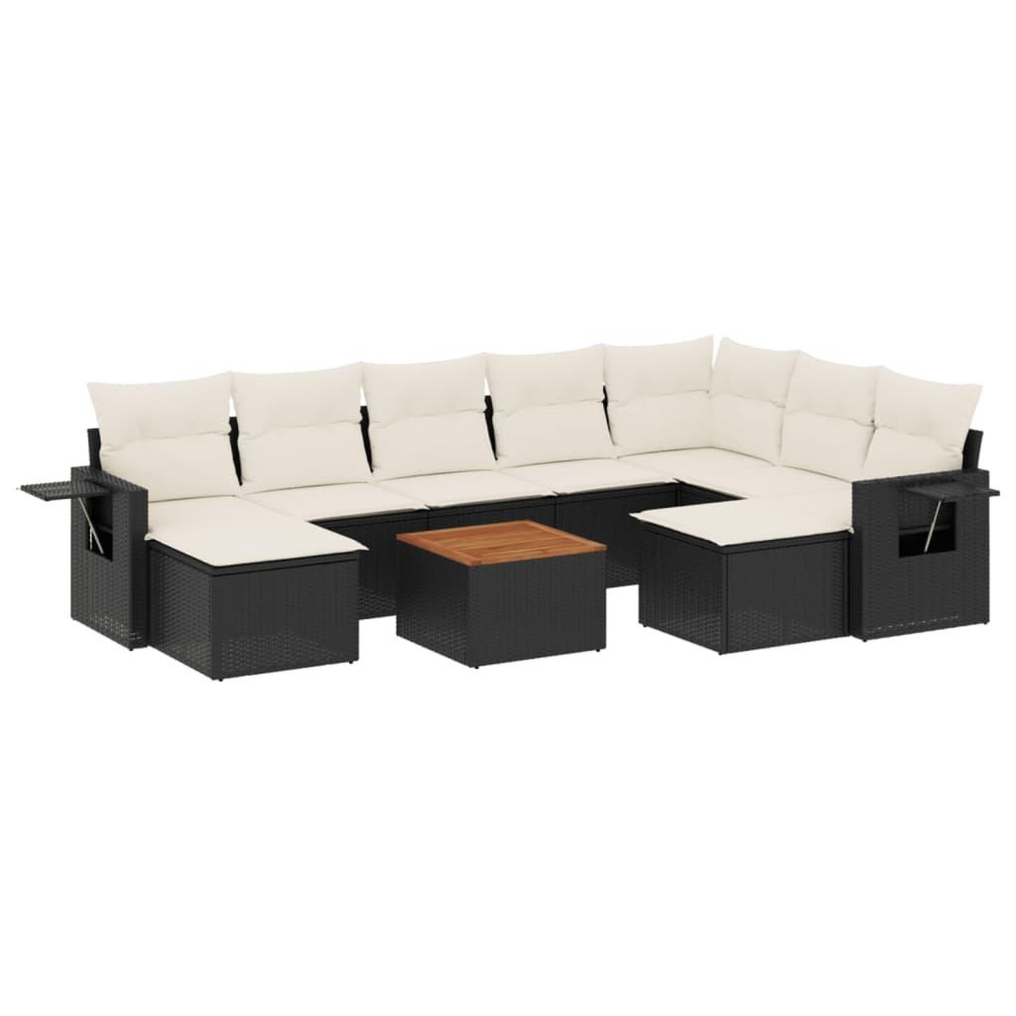 Voir la diapositive 2 : VIDAXL Salon de jardin 10 pcs avec coussins noir resine tressee