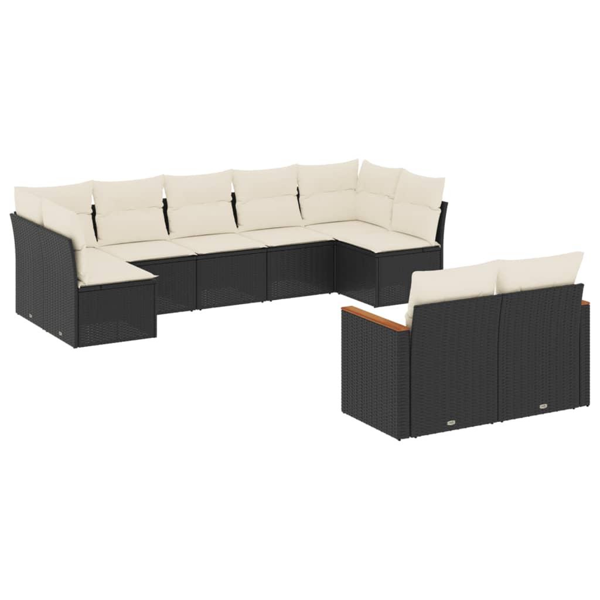 Voir la diapositive 2 : VIDAXL Salon de jardin 9 pcs avec coussins noir resine tressee
