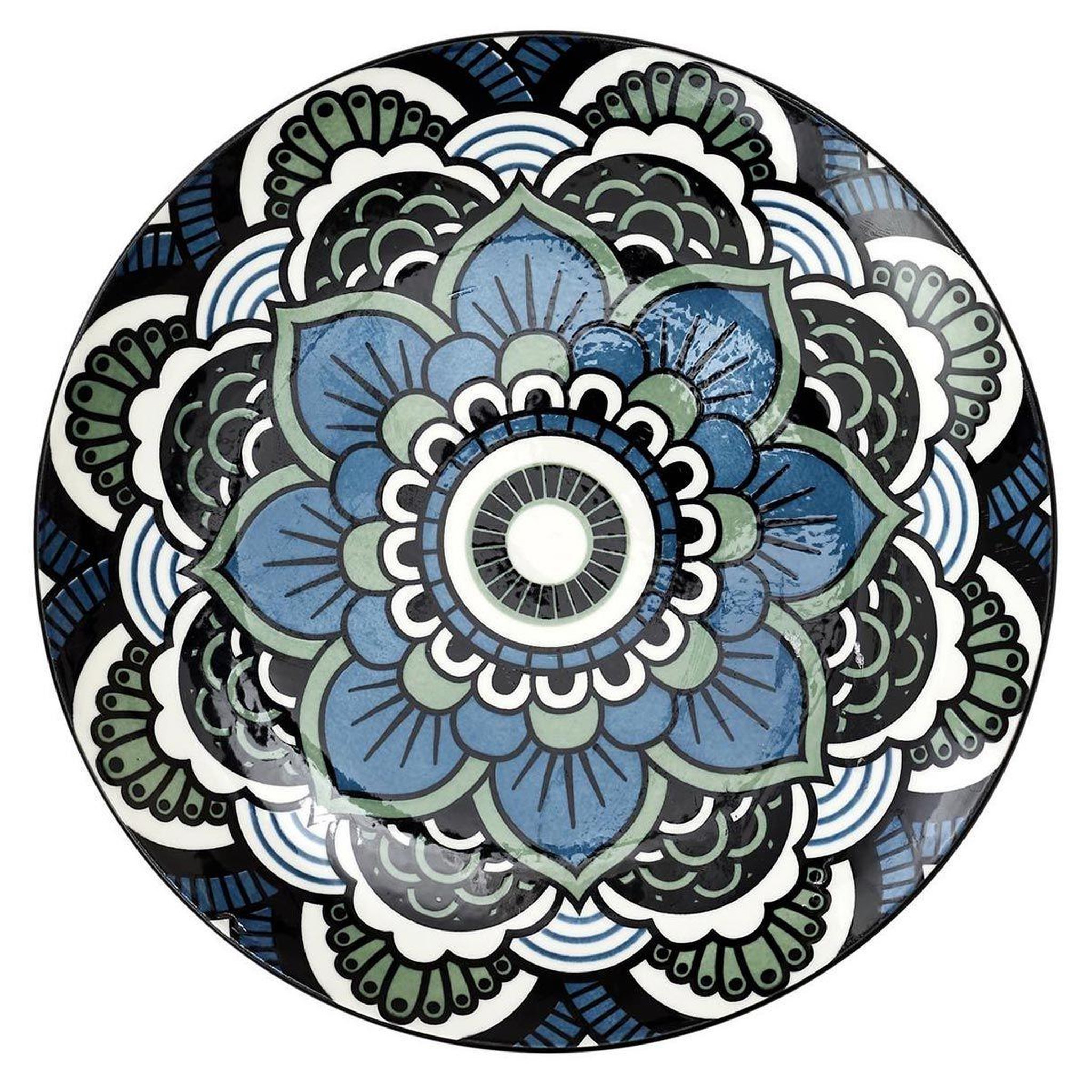 The Home Deco Factory Lot de 6 assiettes à dessert  mandala  19cm bleu