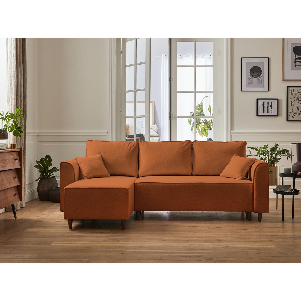 BEST MOBILIER Saphir - canapé d'angle réversible 4 places - convertible - avec coffre - en tissu