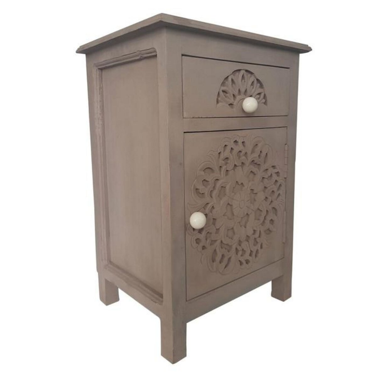 Paris Prix Table de Chevet 1 Tiroir & 1 Porte  Loco  60cm Taupe