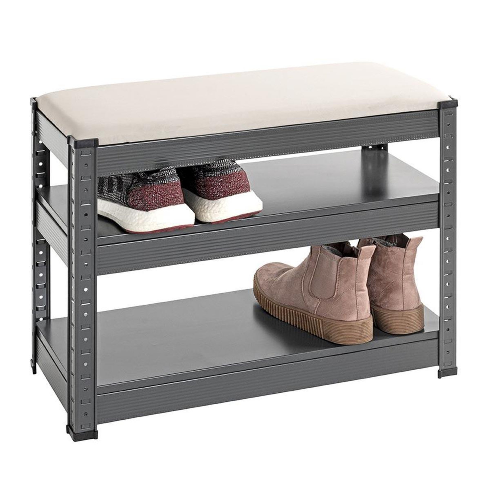 Voir la diapositive 3 : Paris Prix Banc rangement à chaussures  oris  60cm anthracite