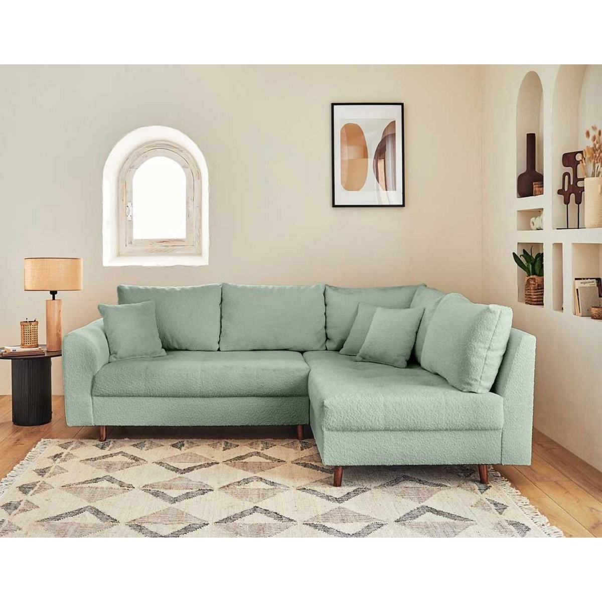 LISA DESIGN Rune - canapé d'angle droit - 4 places - en tissu bouclette