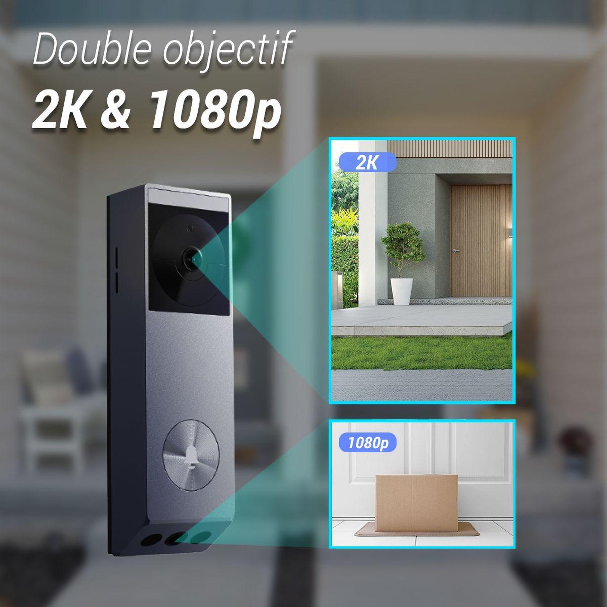 Voir la diapositive 3 : EZVIZ Sonnette connectée EP3X PRO2K+ 1080p/ 2cam/ 32Go int+Pan S.