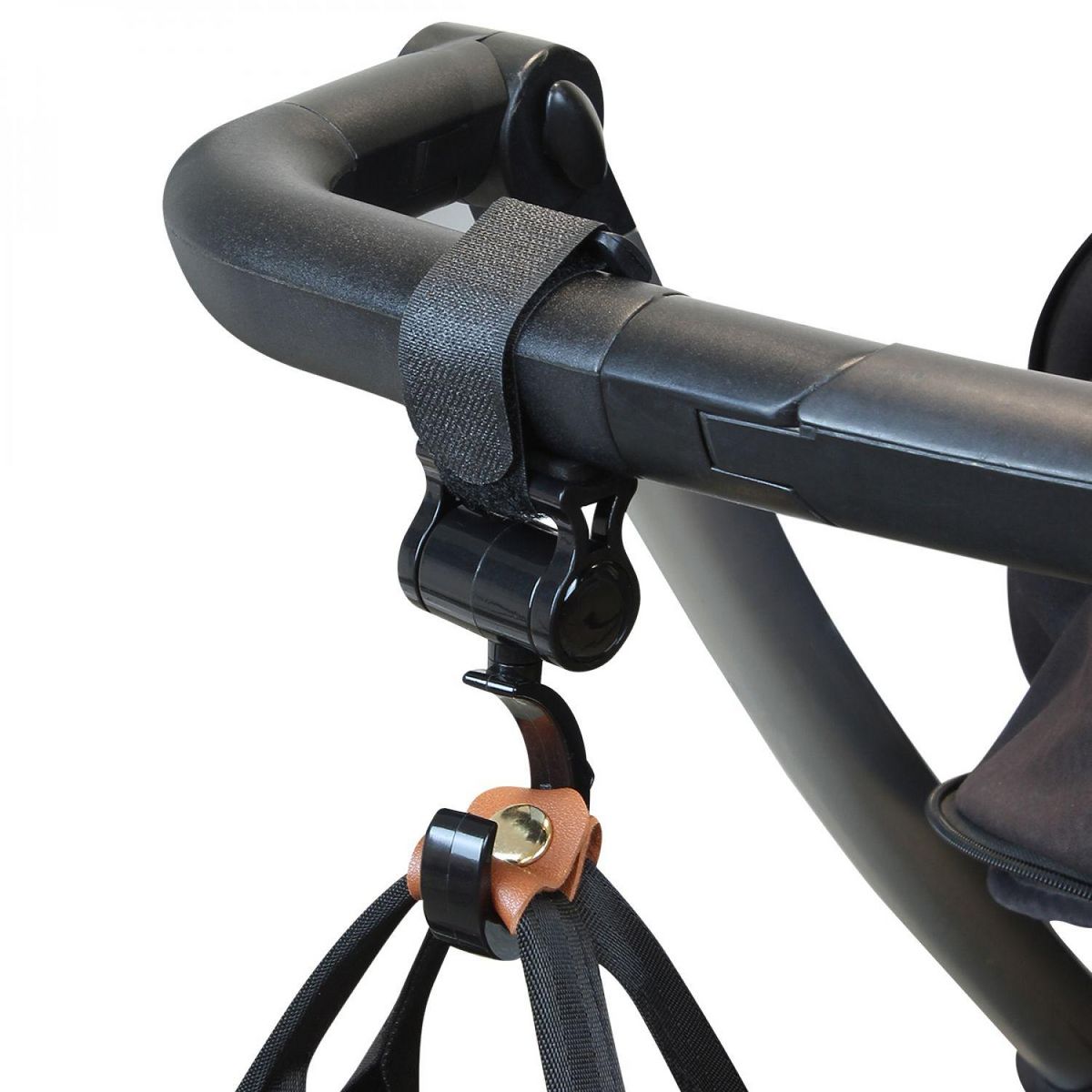 Monsieur Bébé Lot de 4 crochets rotatifs universels pour poussette – Baroud - Noir