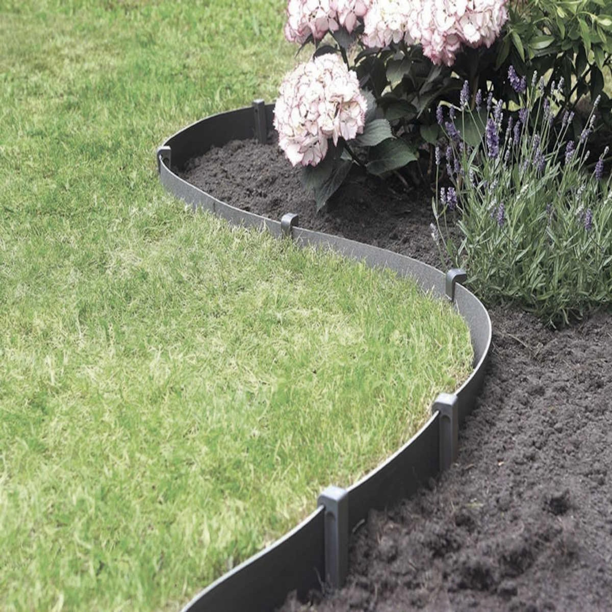 Nortene Bordure flexible en PE 100% recyclé, 10 m x 7,5 cm - Gris - Nortene