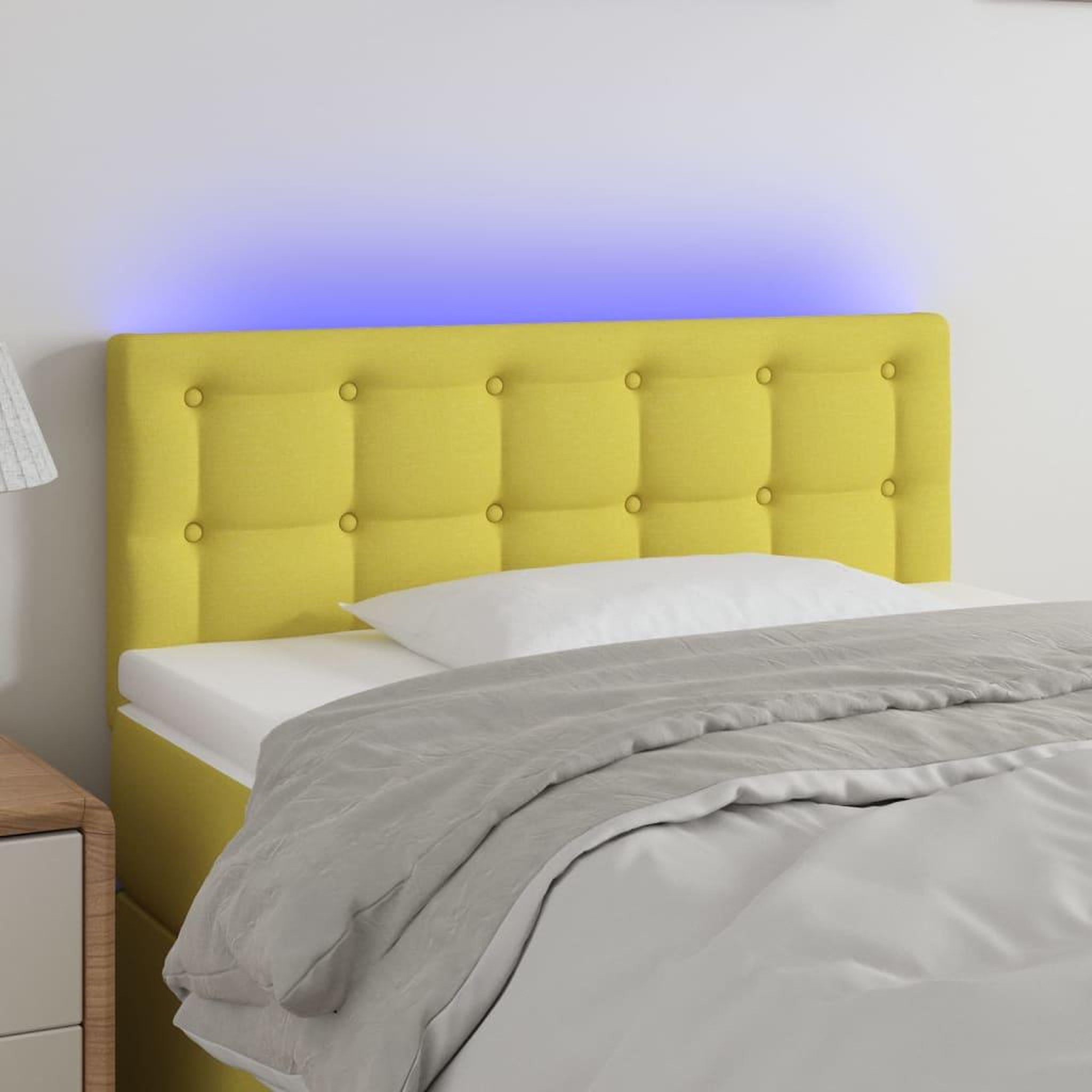 Voir la diapositive 1 : VIDAXL Tete de lit a LED Vert 100x5x78/88 cm Tissu