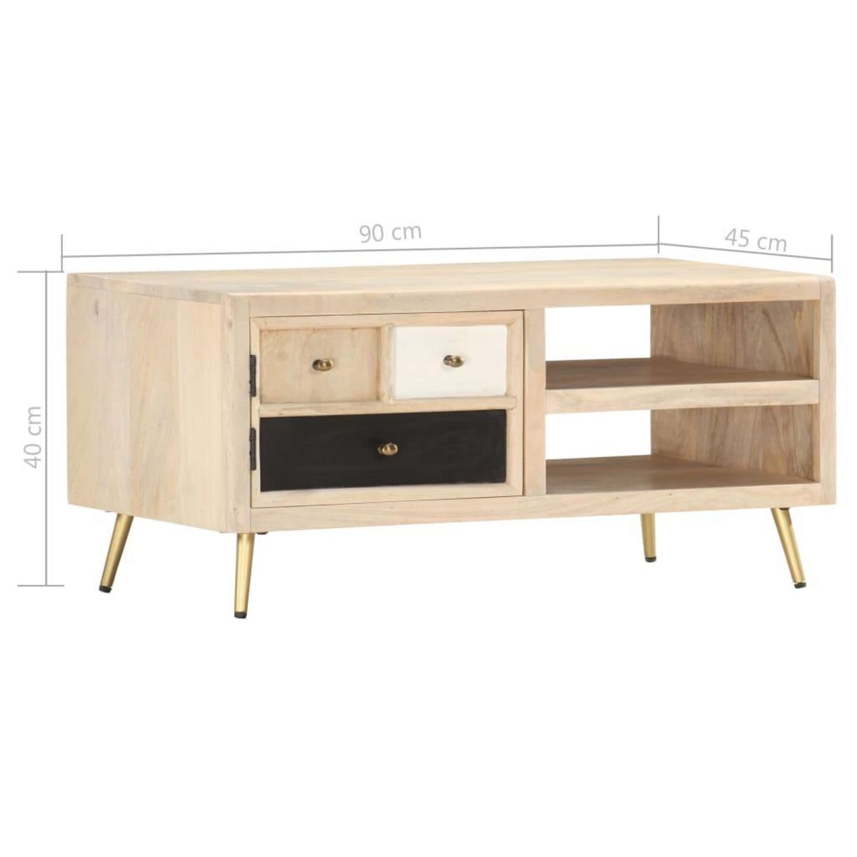 VIDAXL Table basse 90x45x40 cm Bois de manguier massif