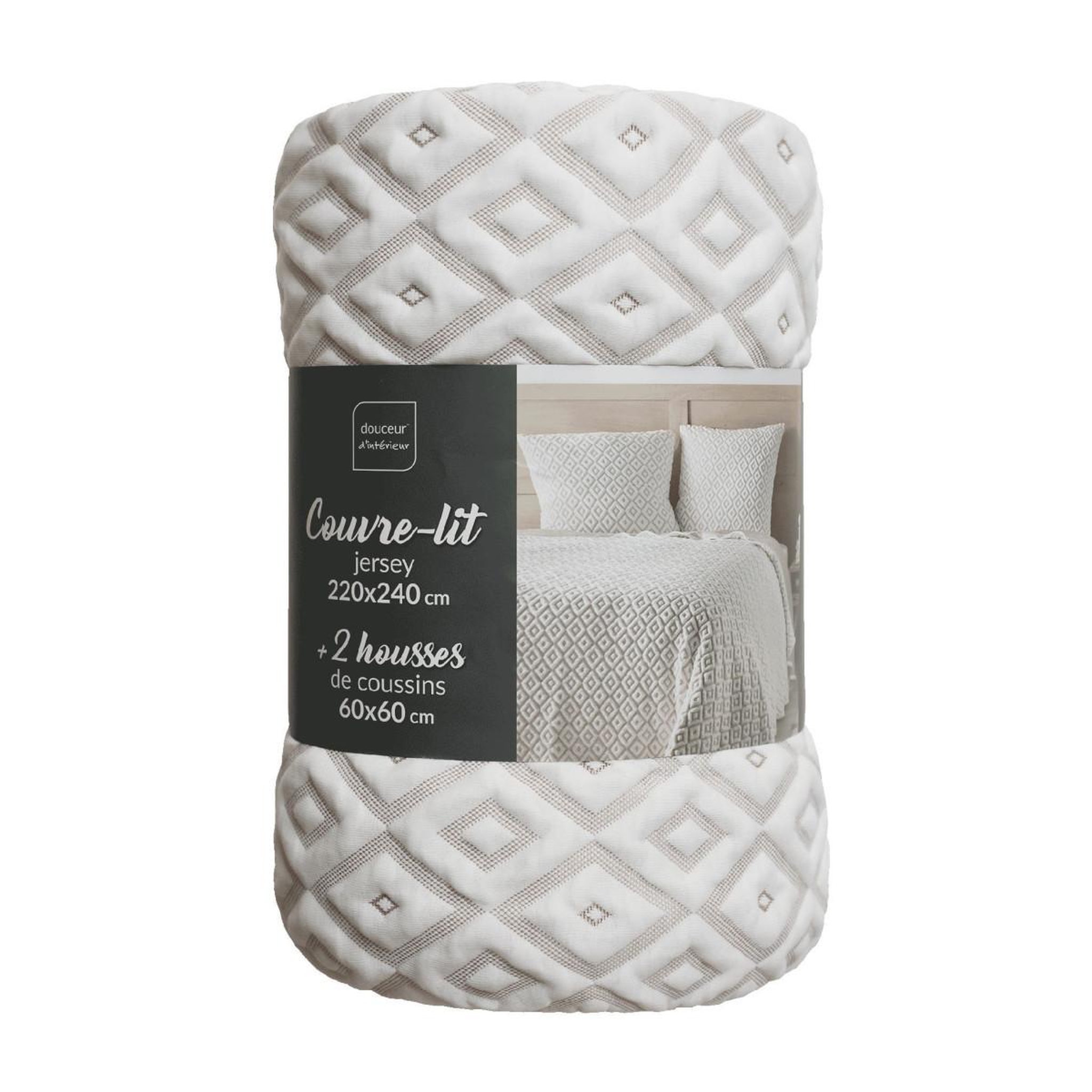 Voir la diapositive 3 : Douceur d'Intérieur Couvre-lit & 2 housses de coussin  joana  220x240cm naturel