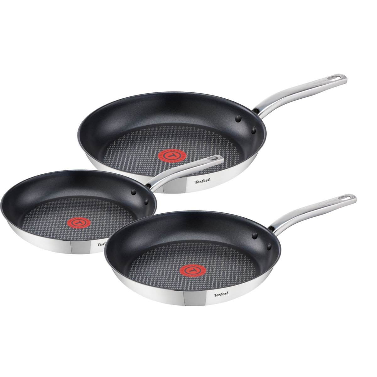 TEFAL Lot de 3 poêles INTUITION 20 / 24 / 28 cm en inox