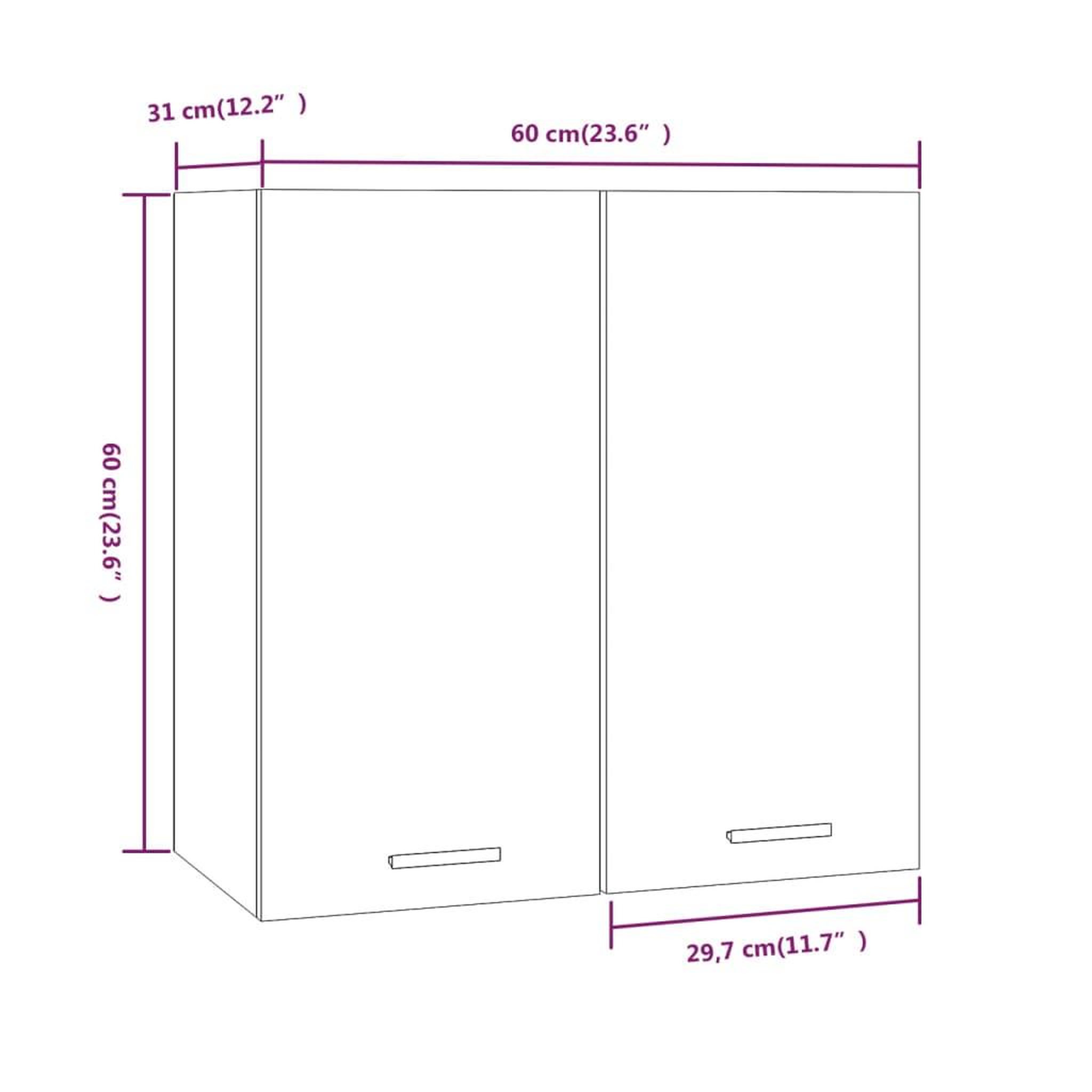 Voir la diapositive 6 : VIDAXL Armoire suspendue Chene marron 60x31x60 cm Bois d'ingenierie