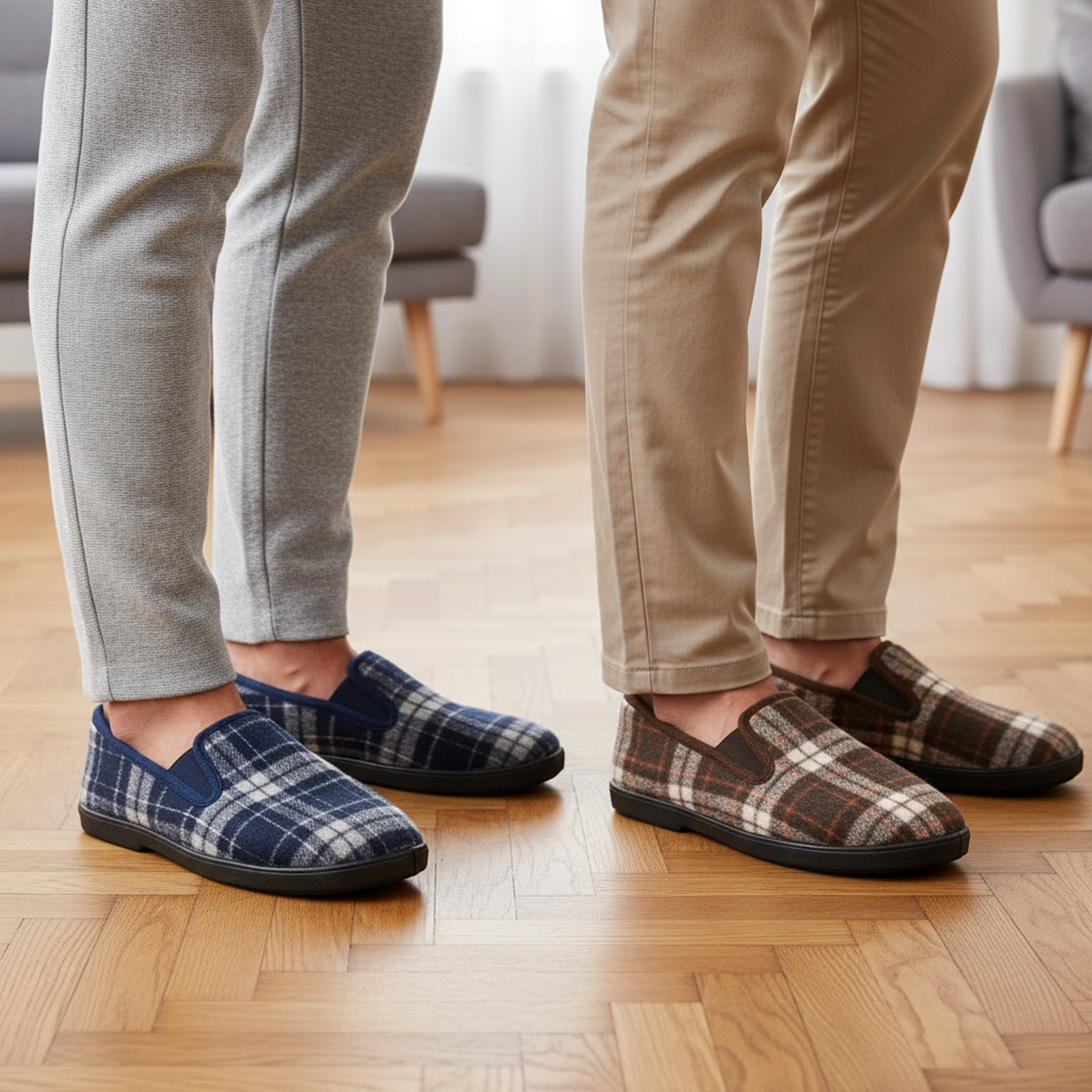 Voir la diapositive 2 : OZABI Ozabi pantoufles charentaises homme pack de 2 paires semelle antidérapante