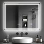 Voir la diapositive 2 : HOMCOM Miroir lumineux LED salle de bain 80 x 60 cm bluetooth interrupteur tactile lumière réglable 3 couleurs fonction anti-buée et mémoire