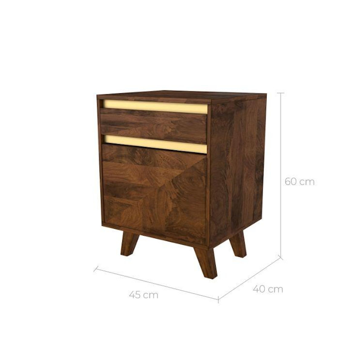 Rendez vous déco Table de chevet en bois détails dorés, 1 tiroir et 1 porte-Tripoli