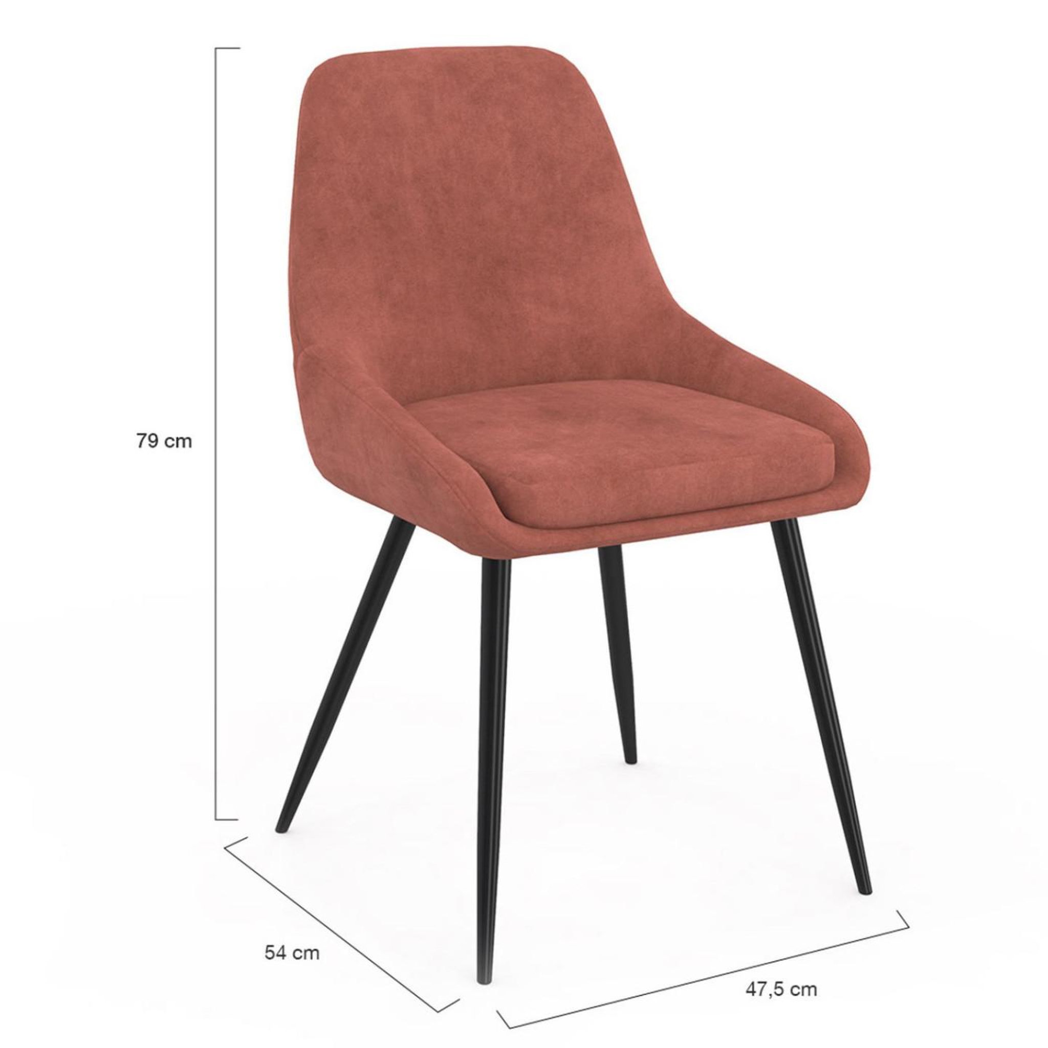 Voir la diapositive 6 : ID MARKET Lot de 4 chaises thalya en velours terracotta avec accoudoirs